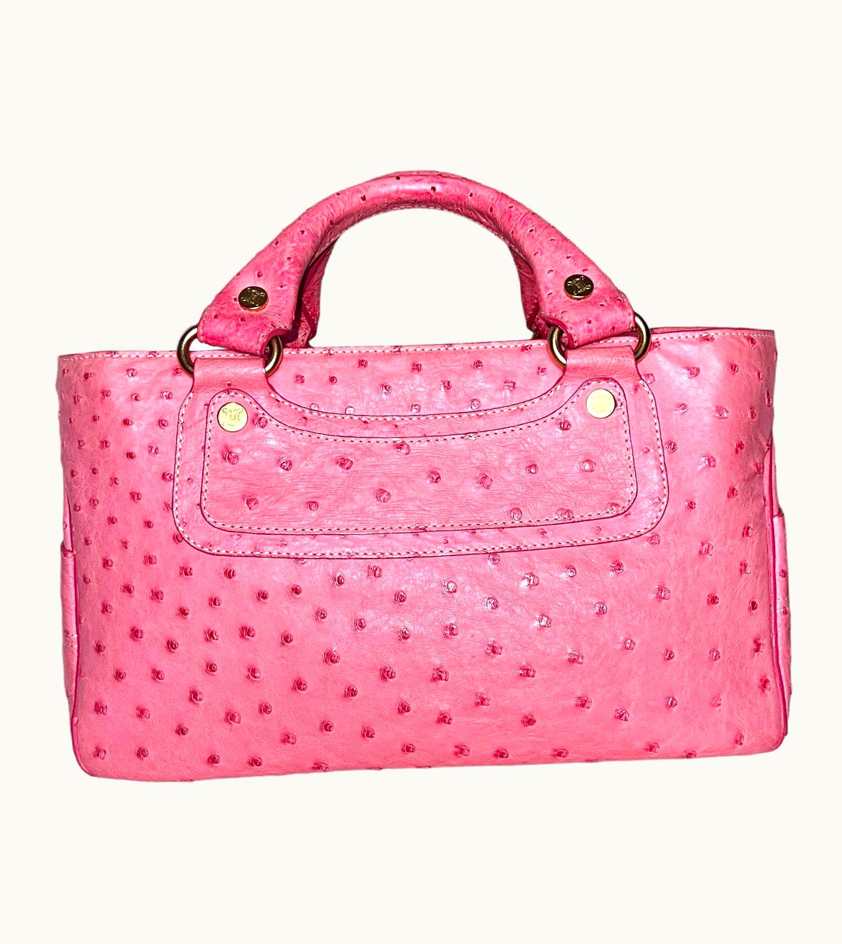 Celine Rare Exotic Pink Ostrich Skin Boogie Bag By Michael Kors 2000s