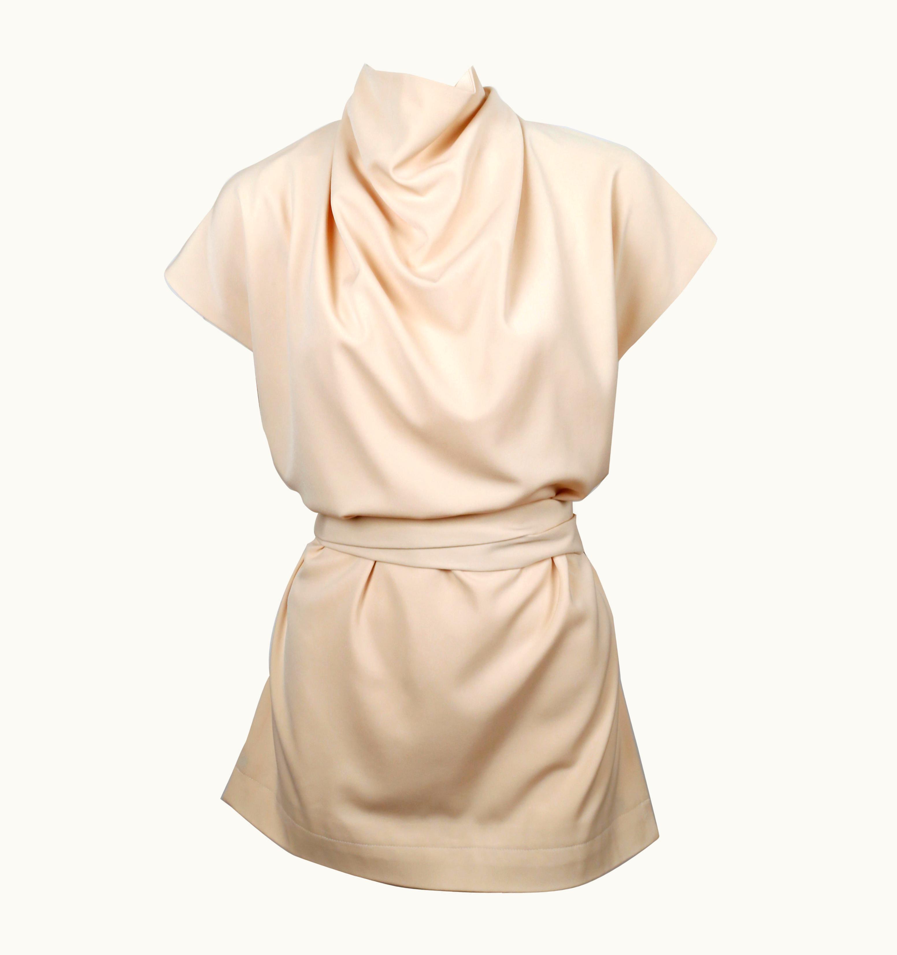 Celine 2015 Celine By Phoebe Philo Draped Cream Tunic Top With Long Ties