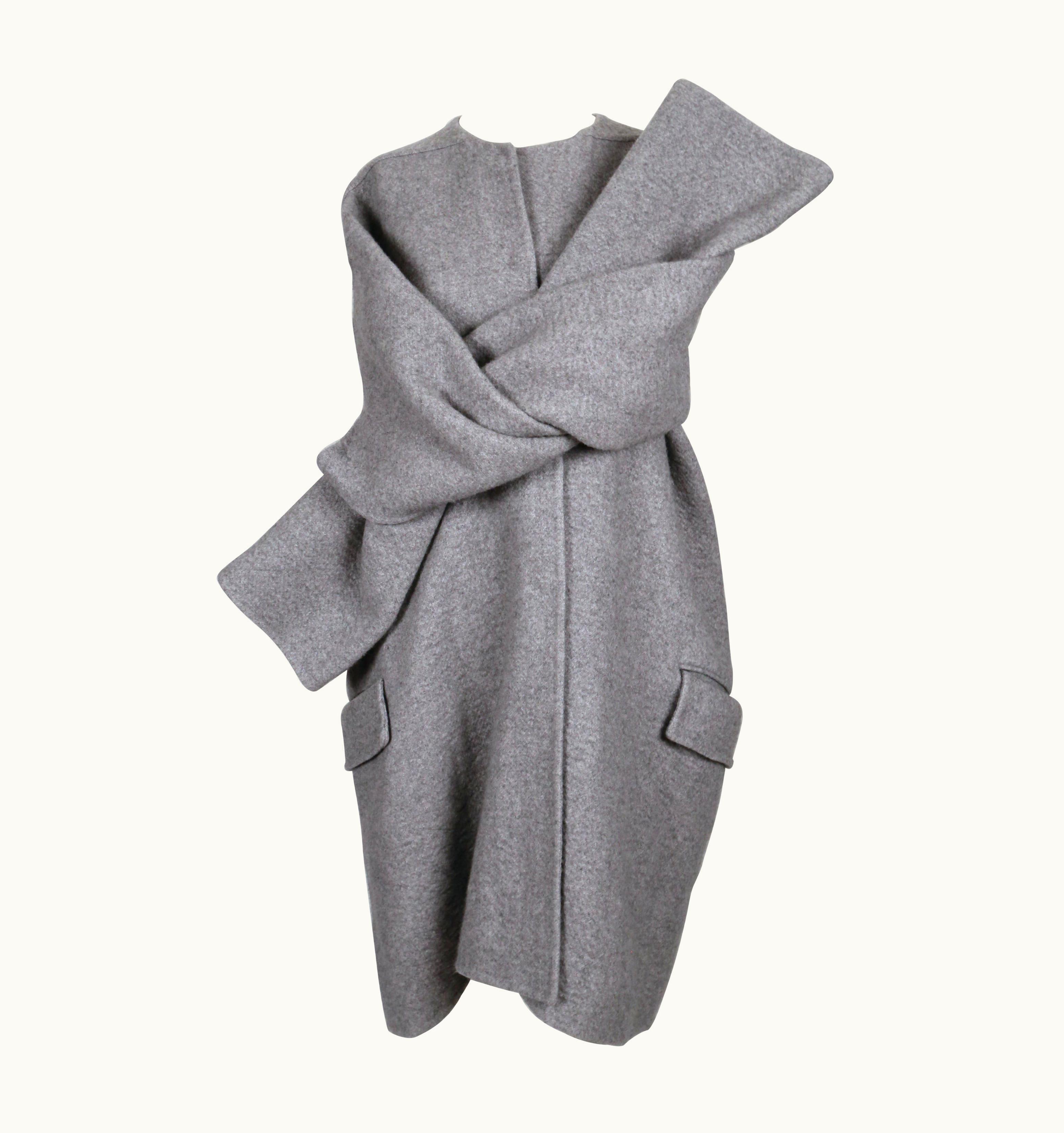 Celine 2013 Celine By Phoebe Philo Grey Cashmere Runway Coat With Exaggerated Sleeves