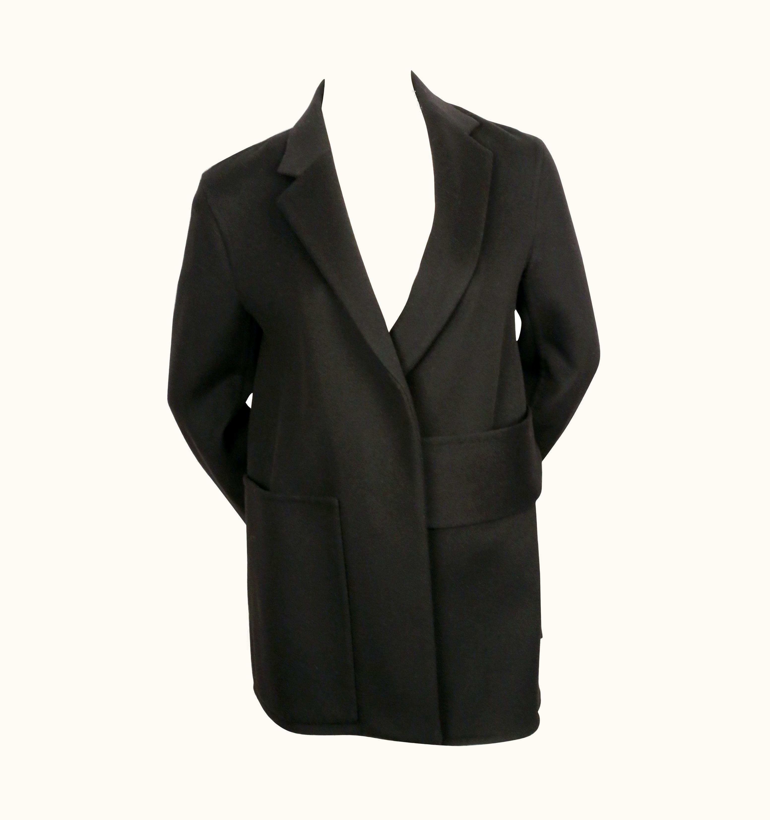 Celine By Phoebe Philo Black Wool And Cashmere Jacket With Asymmetrical Belt