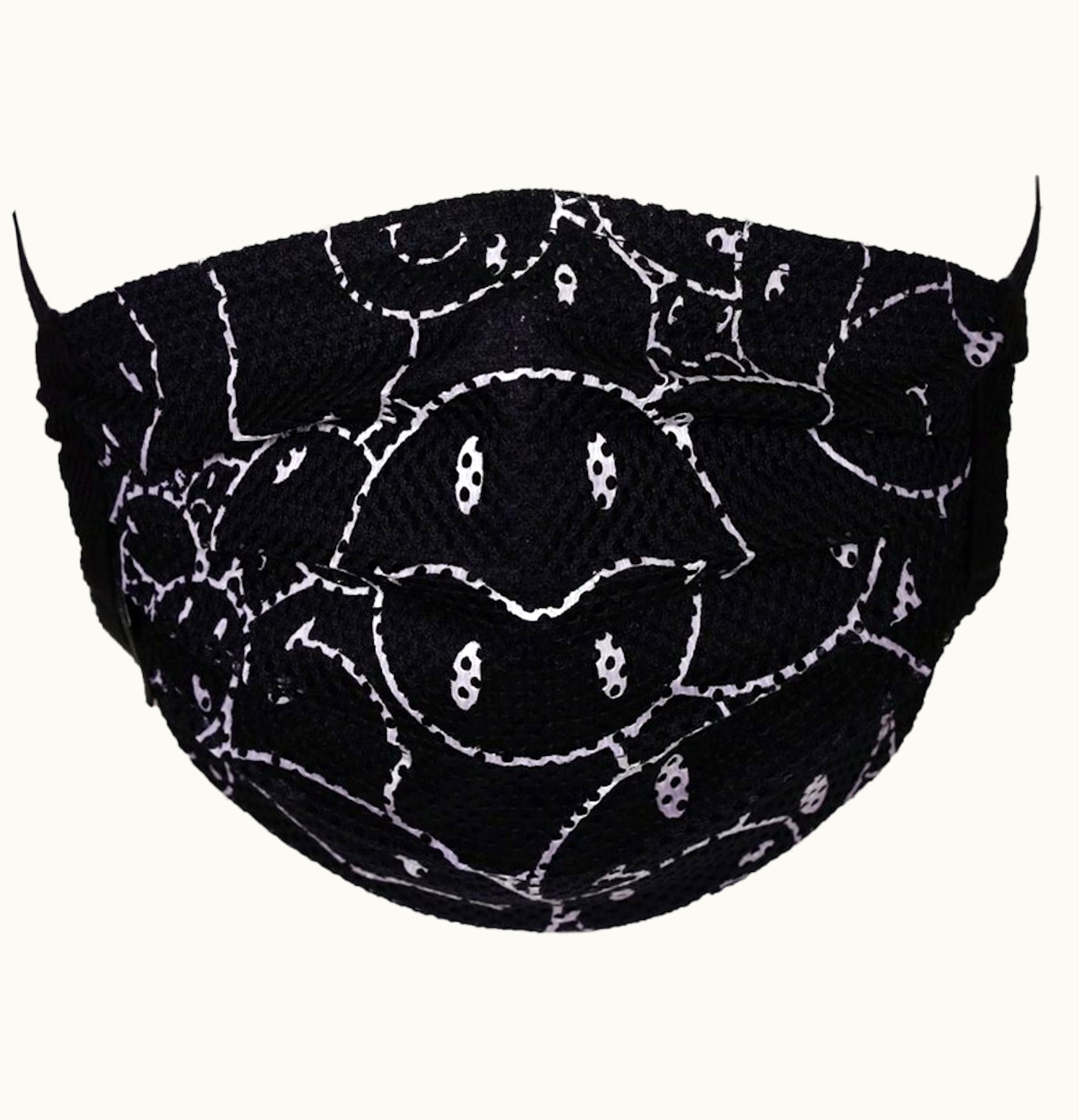 Takashi Murakami Takashi Murakami Mesh Smiley Pattern Face Mask Black White