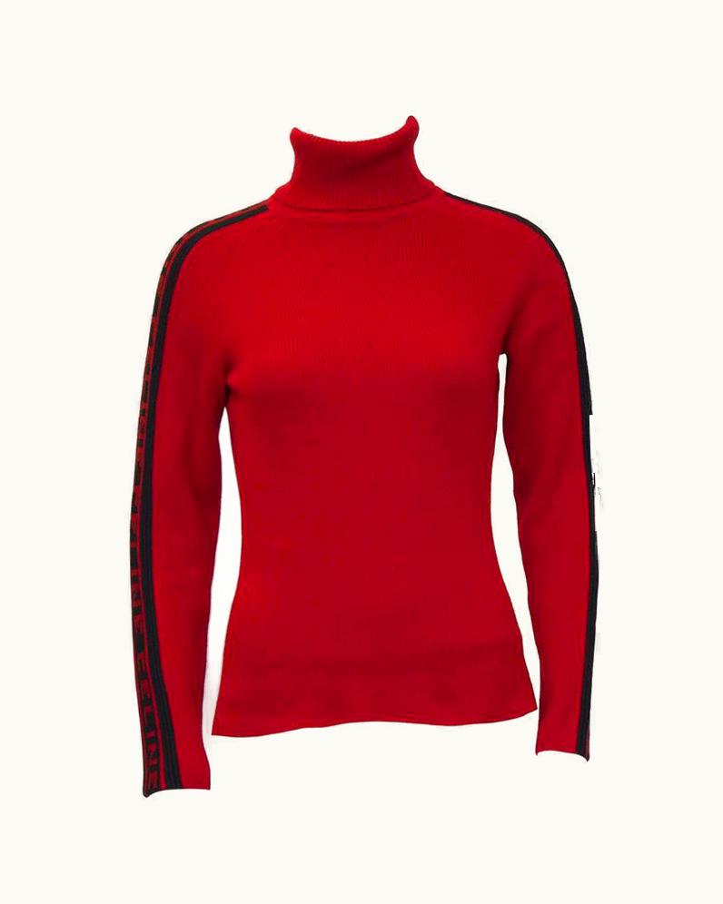Celine 1990' Celine Cashmere Red And Black Turtleneck Sweater