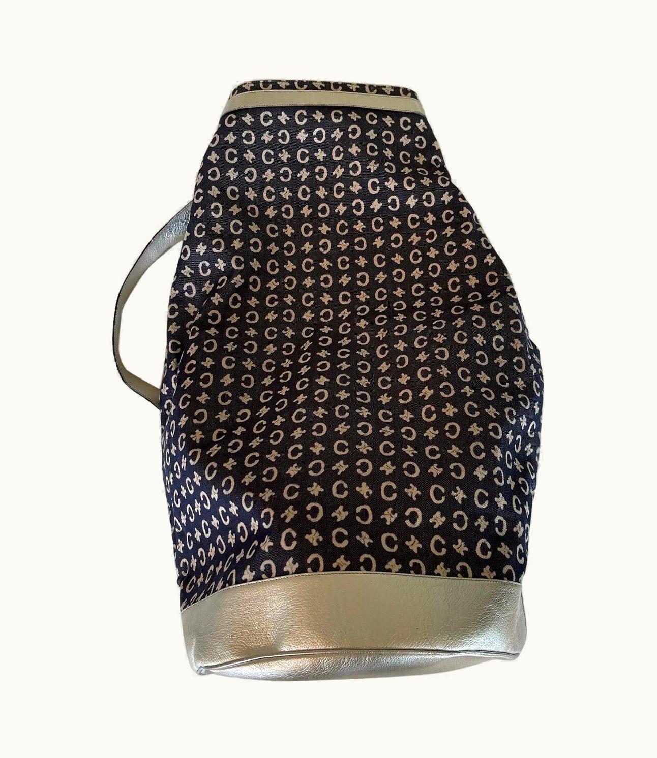 Celine Ultra Rare Vintage Celine Jumbo Blue And Silver Monogram Beach Bag