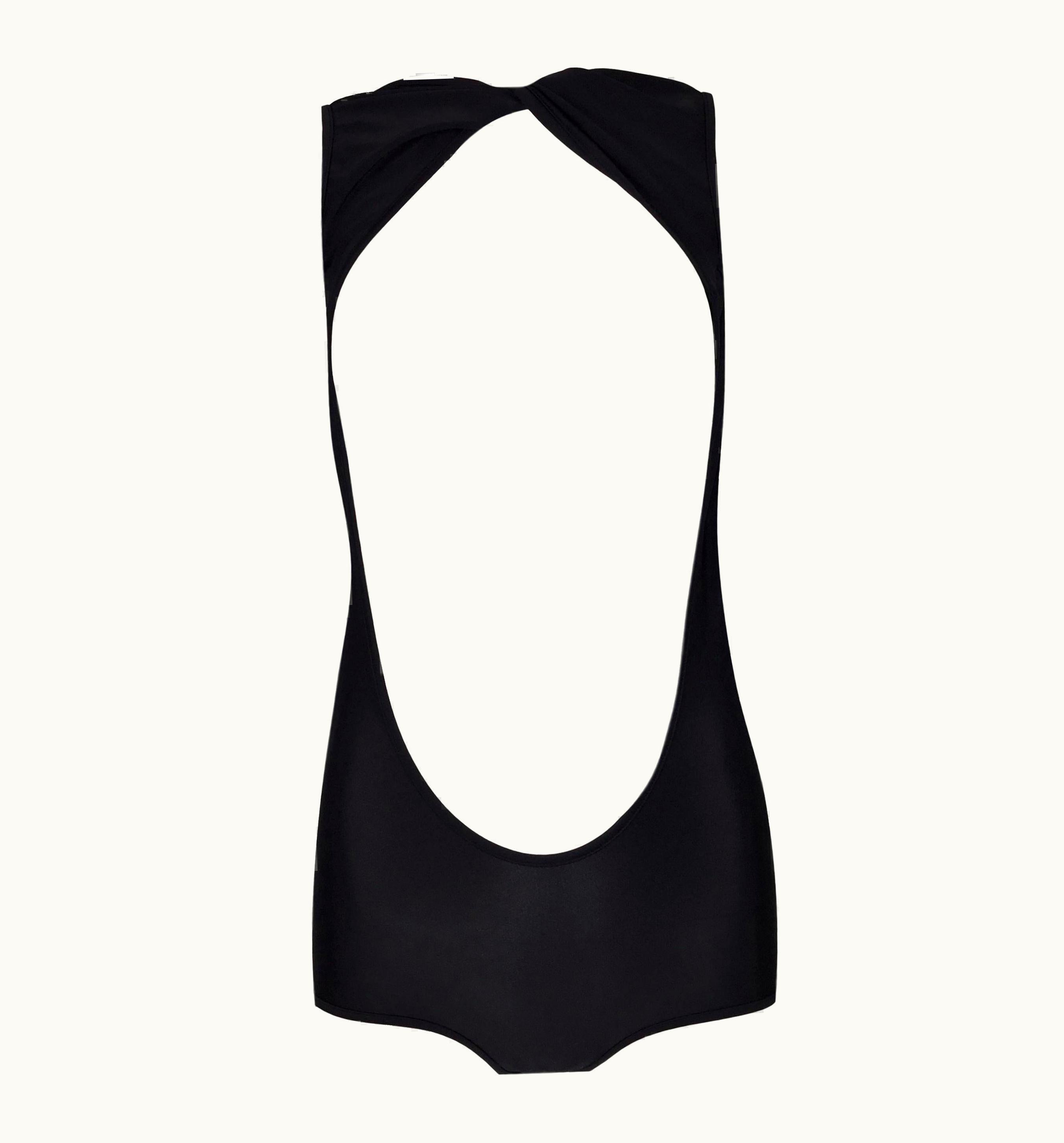 Celine 2000' Nwt Celine Black Bondage Chestless Cut-Out Bodysuit Swimsuit