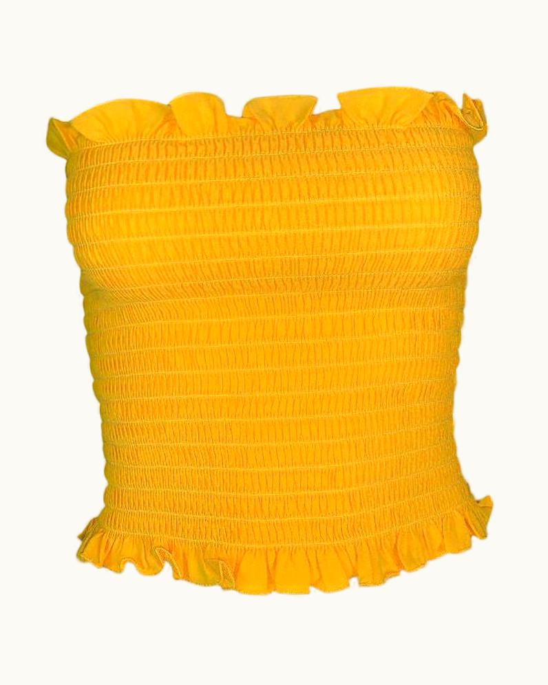 Celine 2000' Celine By Michael Kors Yellow Silk Ruched Strapless Tube Top