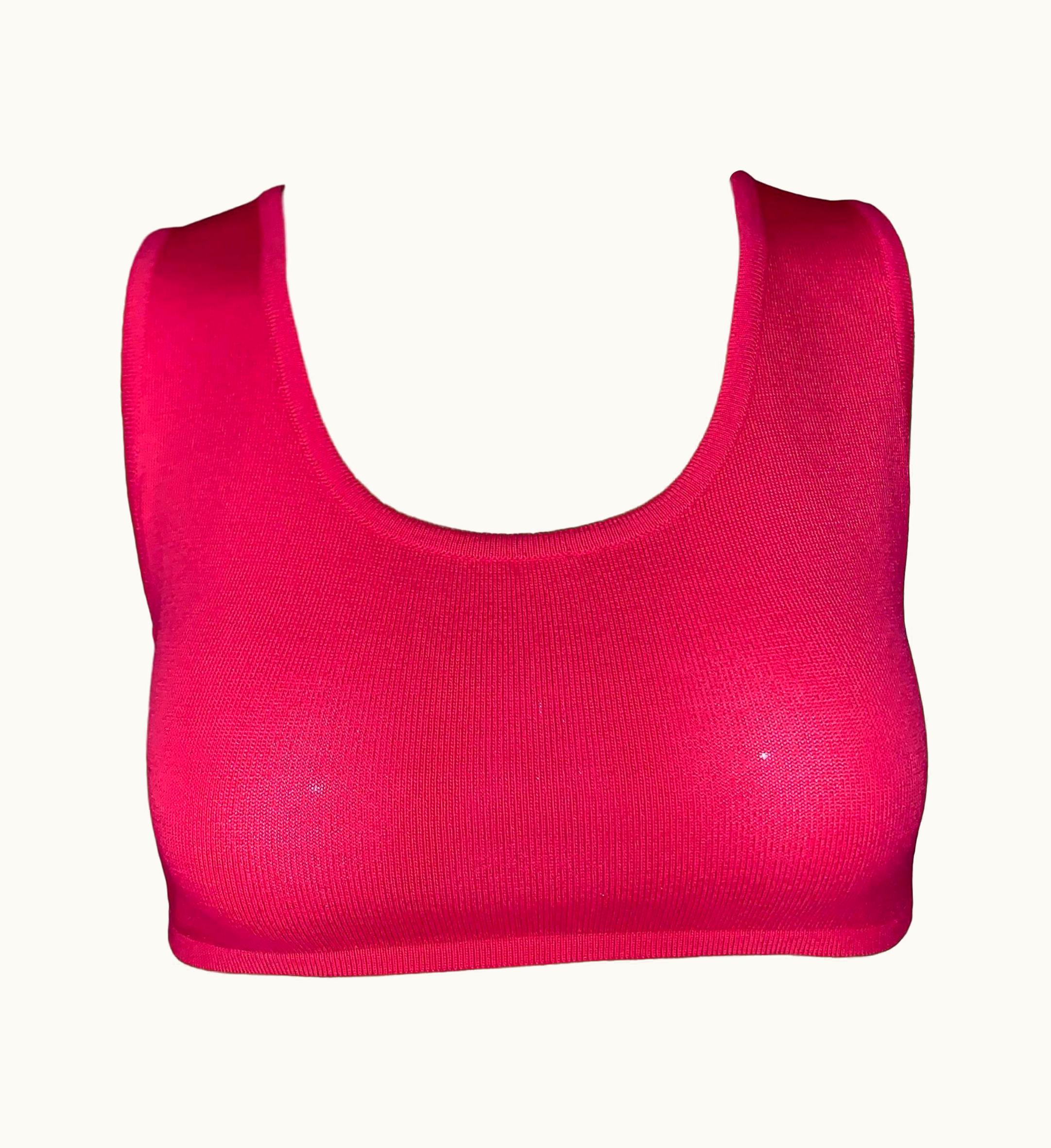 Celine S/S 2003 Celine By Michael Kors Runway Hot Pink Knit Crop Top
