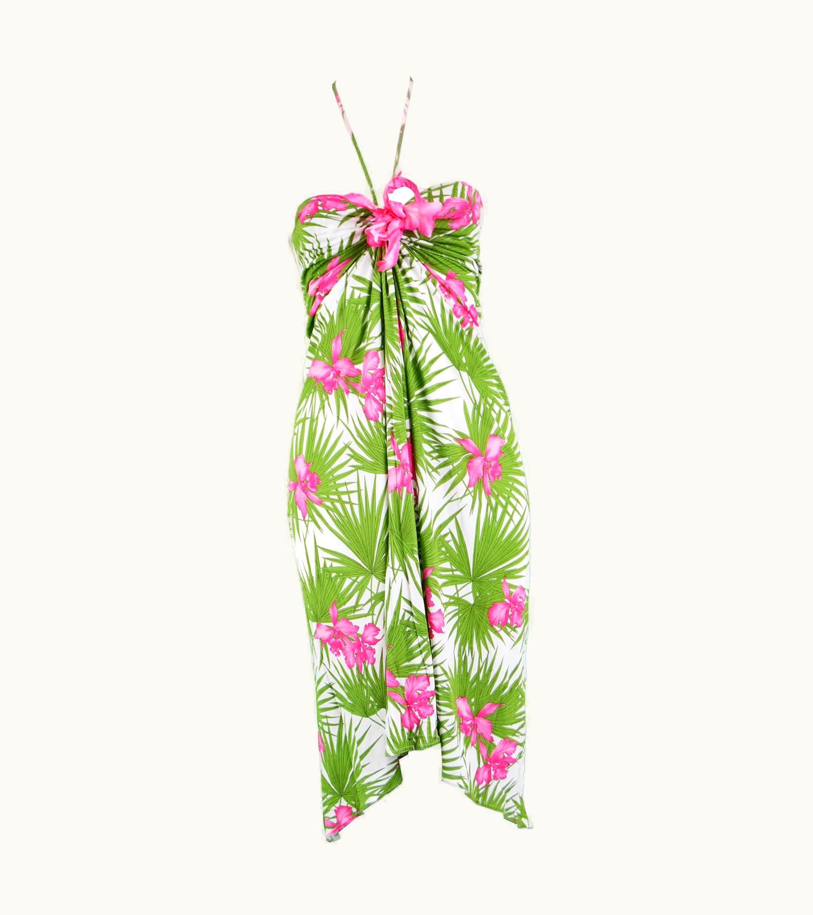 Celine Céline By Michael Kors White Jersey Tropical Halter Dress, S/S 2004