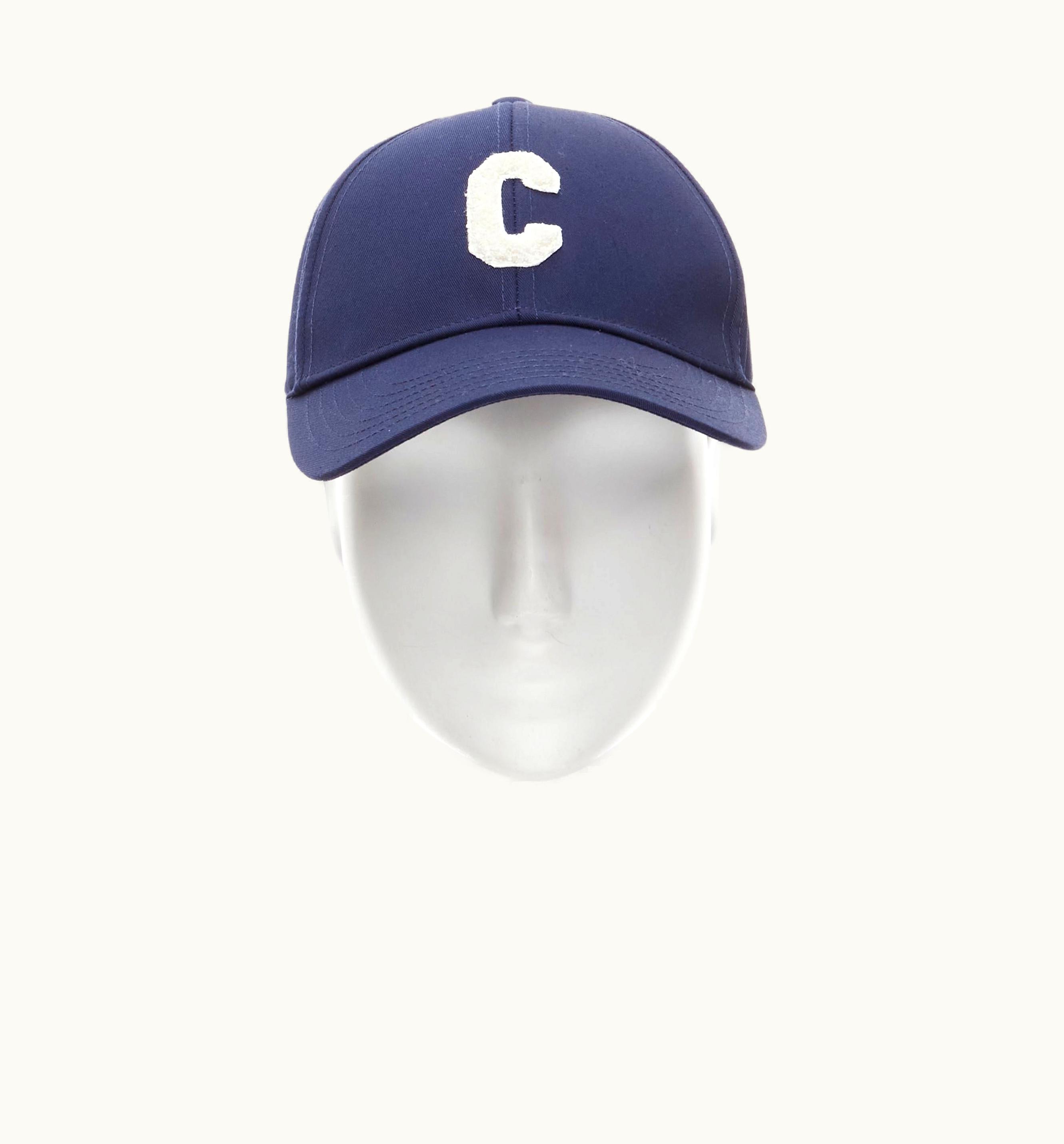 Celine 2021 Hedi Slimane Runway Navy Blue C Logo Varsity Baseball Cap