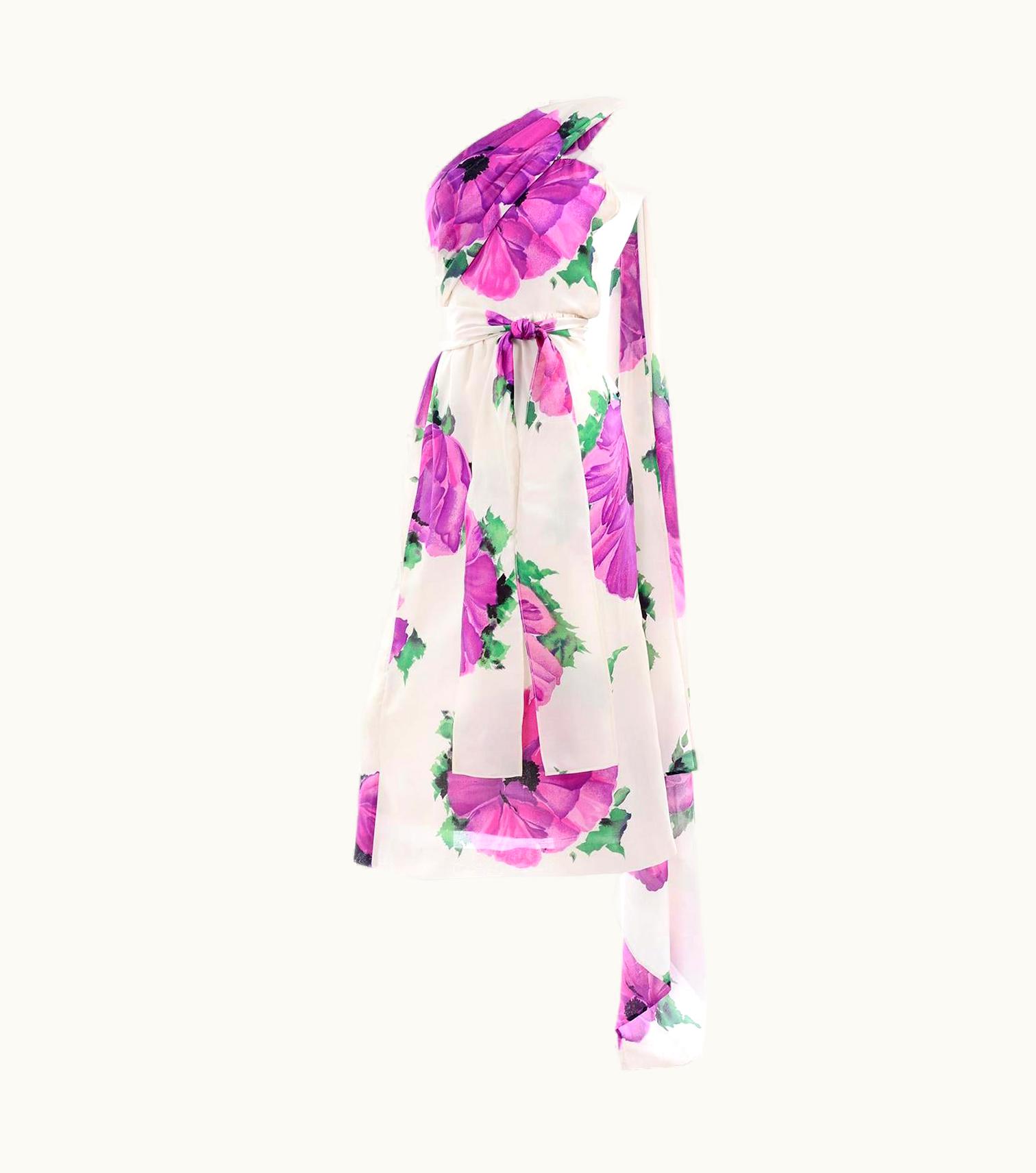Givenchy Givenchy Att Haute Couture Vintage Purple Pink Floral Silk Dress & Atelier Hat