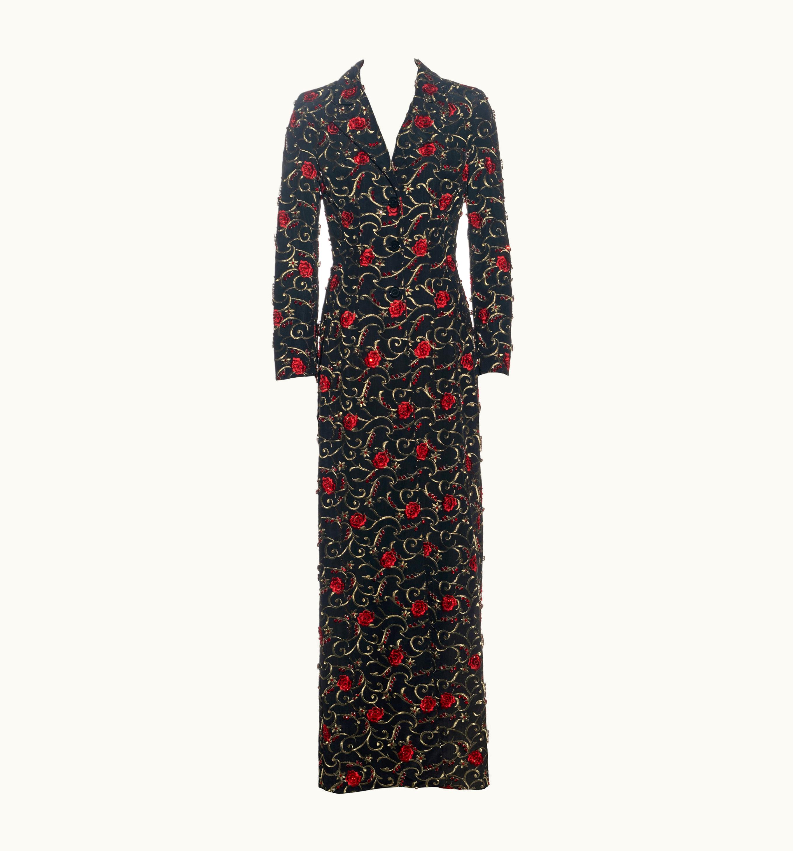 Dolce & Gabbana Dolce & Gabbana Black Silk Moiré Embellished Evening Coat, AW 1997