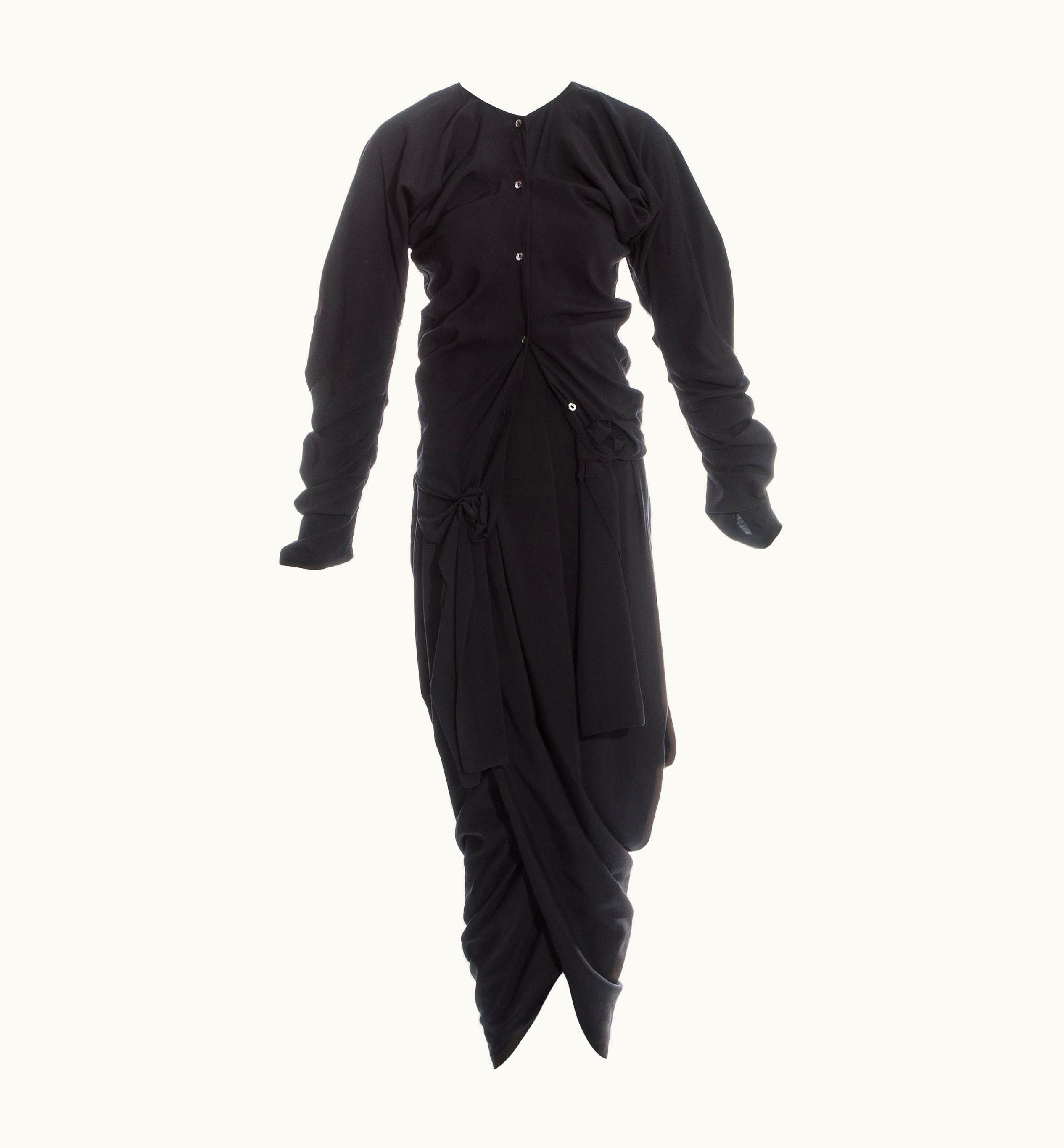 John Galliano John Galliano Black Viscose Draped 'Rose Collection' Ensemble, AW 1987