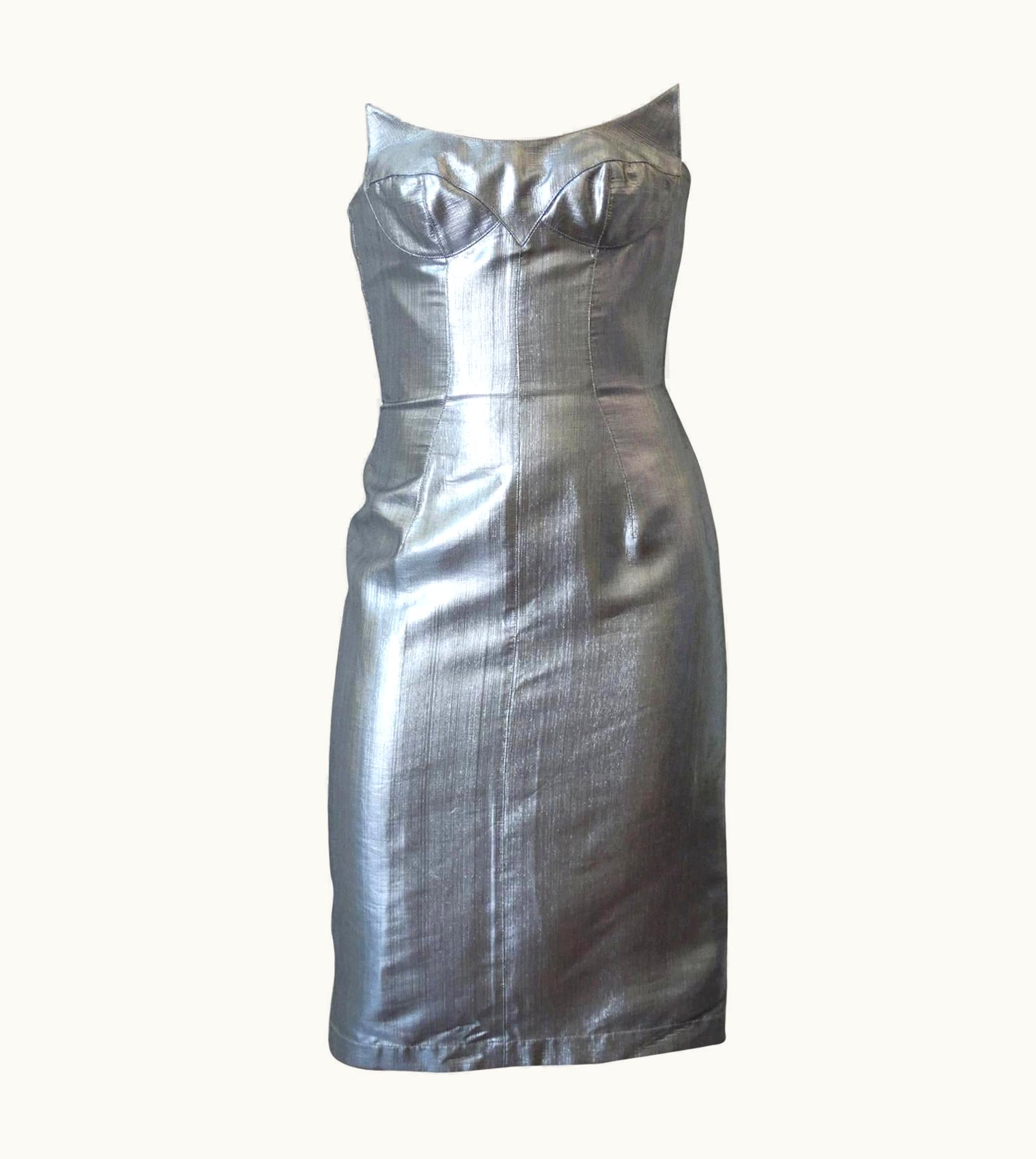 Mugler Thierry Mugler Couture Silver Sculpture Dress, Spring 1989