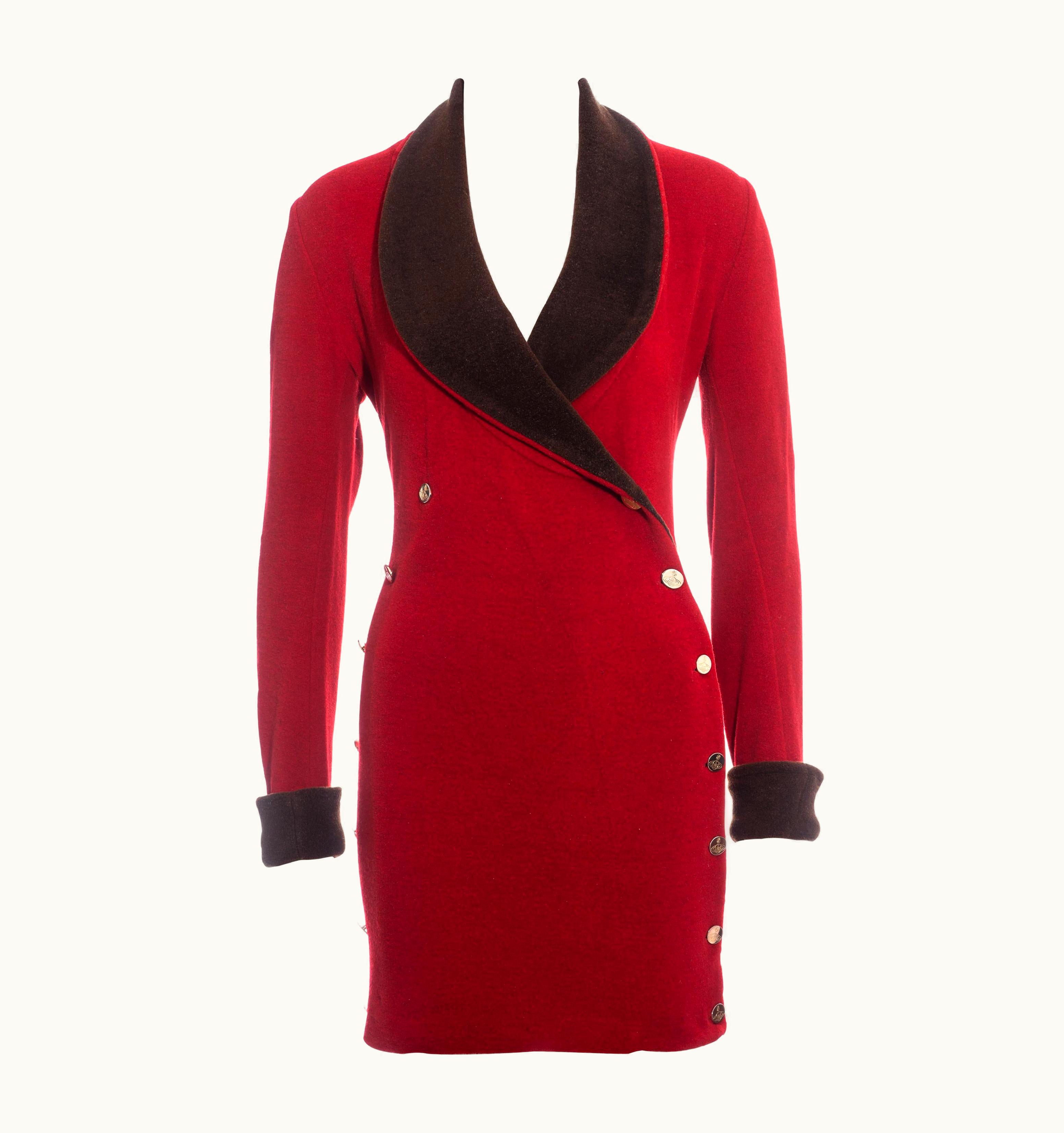 Vivienne Westwood Vivienne Westwood Red Wool Double-breasted Blazer Dress, AW 1989