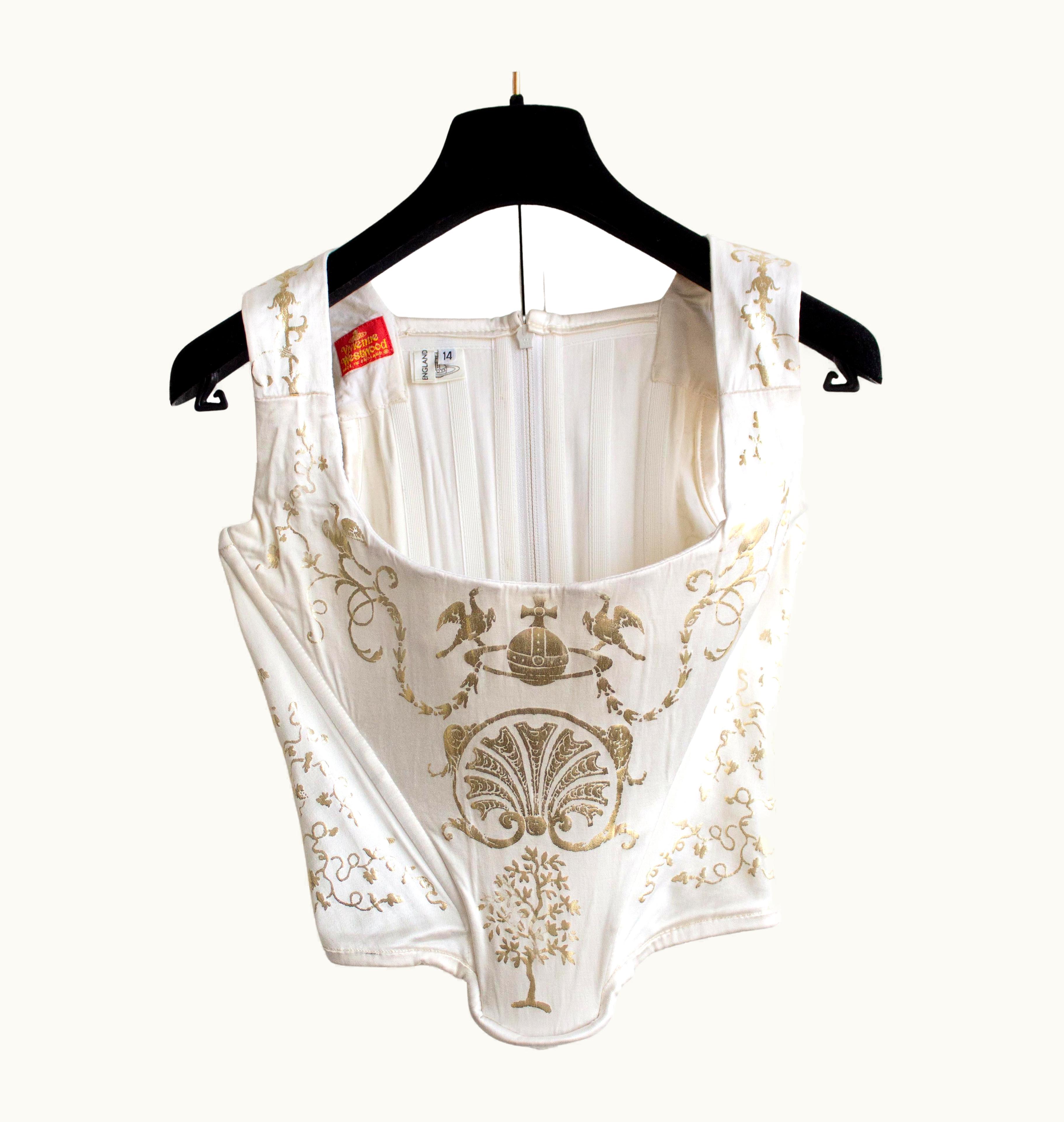 Vivienne Westwood Vivienne Westwood Vintage AW 1991 White Gold Boulle Satin 90s Corset Top