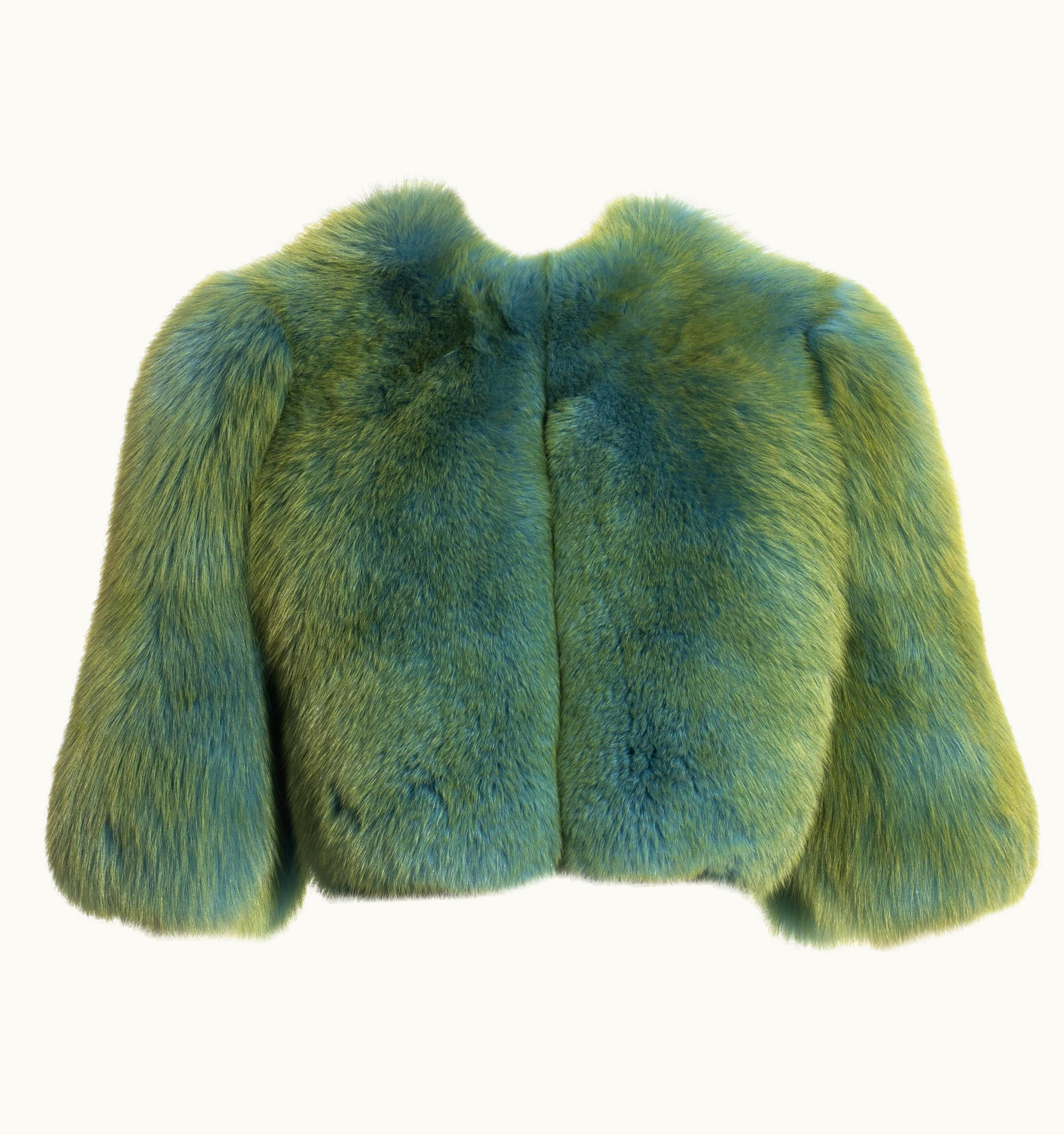 Dolce & Gabbana Dolce & Gabbana Turquoise Fox Fur Cropped Jacket, AW 1999