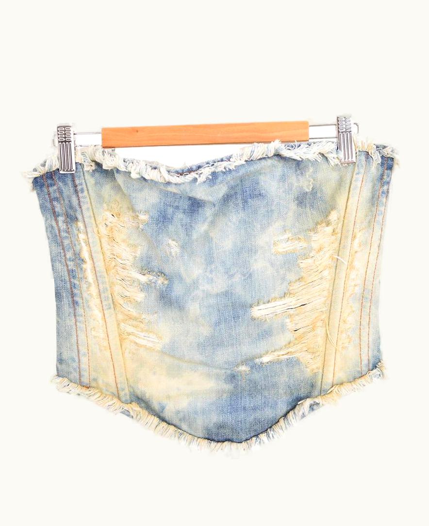 Dolce & Gabbana Y2k Dolce & Gabbana Distressed Denim 2000' Corset Bustier