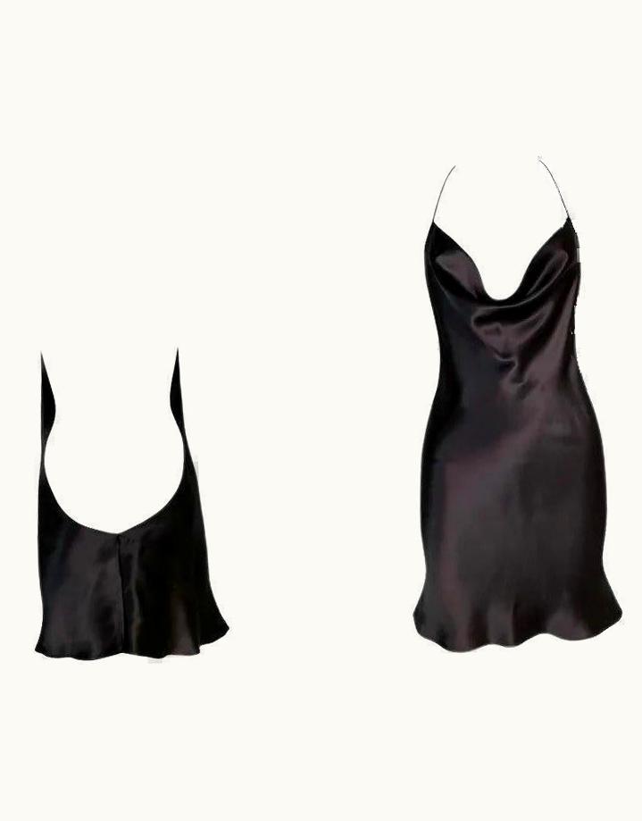 Dolce & Gabbana AW 2002 Dolce & Gabbana Runway Brown Silk Halter Micro Mini Dress