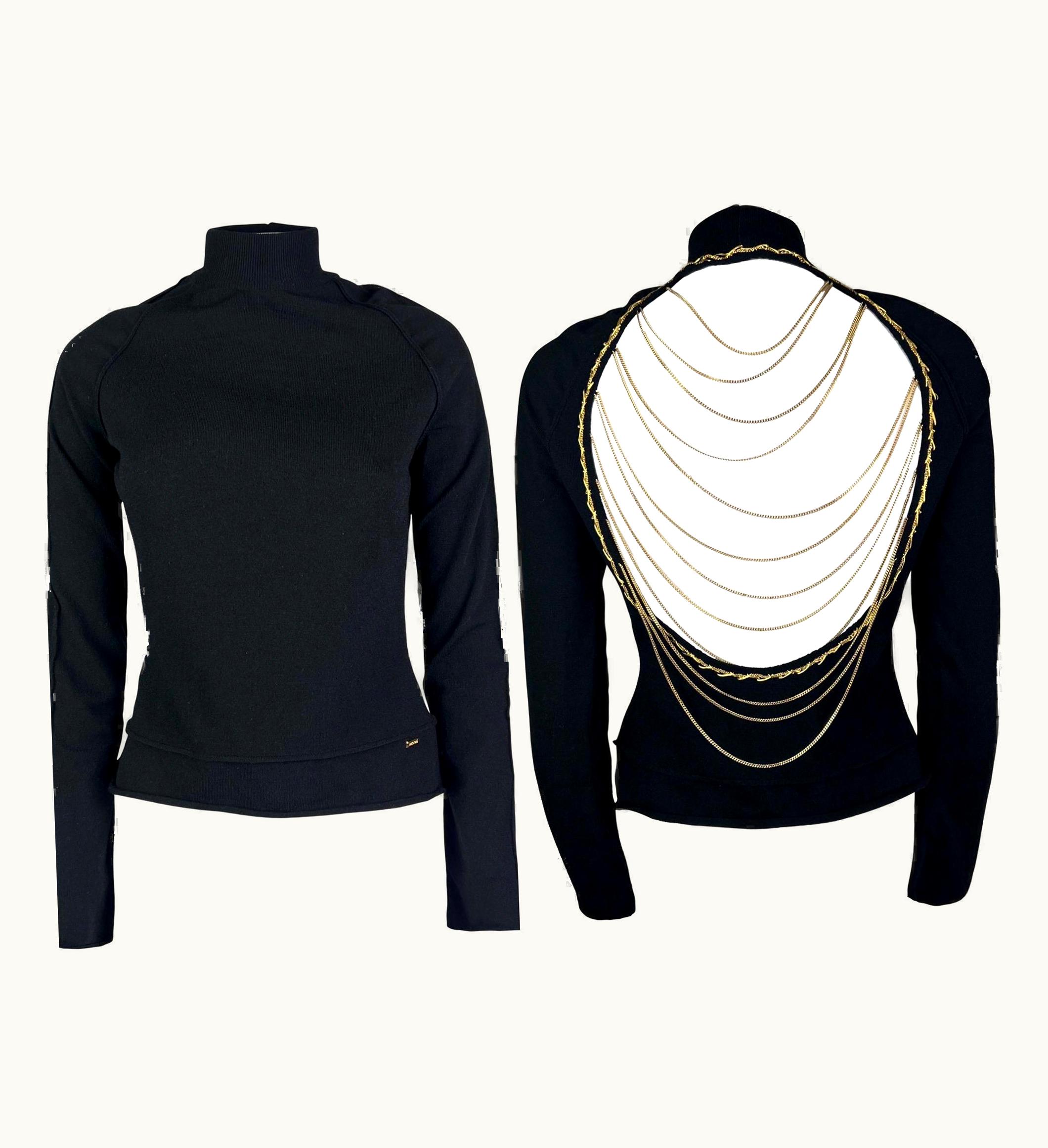 Roberto Cavalli AW 2003 Roberto Cavalli Open Back Chain Sweater