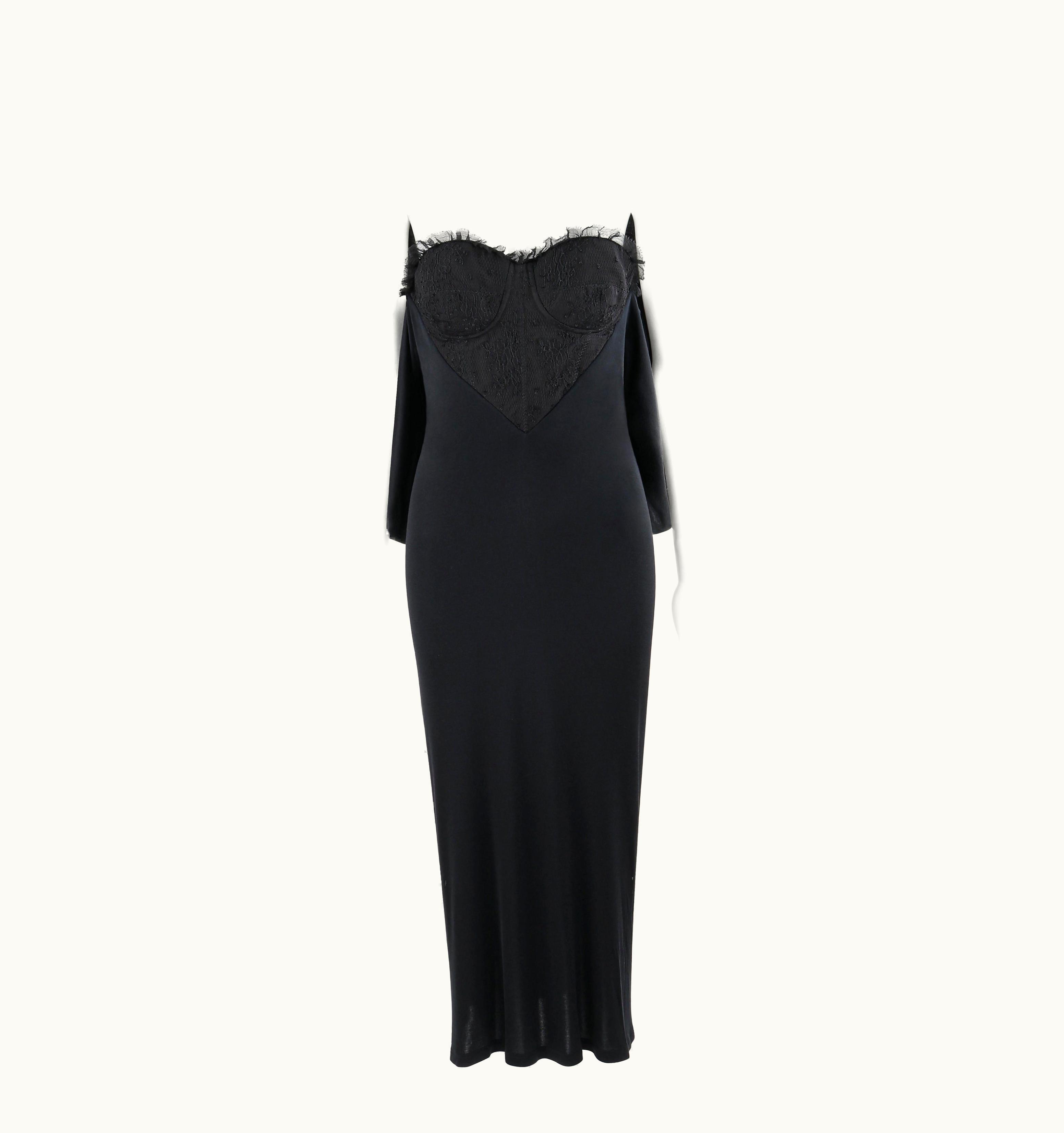 Alexander McQueen Alexander McQUEEN S/S 2004 Black Multiway Bustier Midi Length Evening Dress