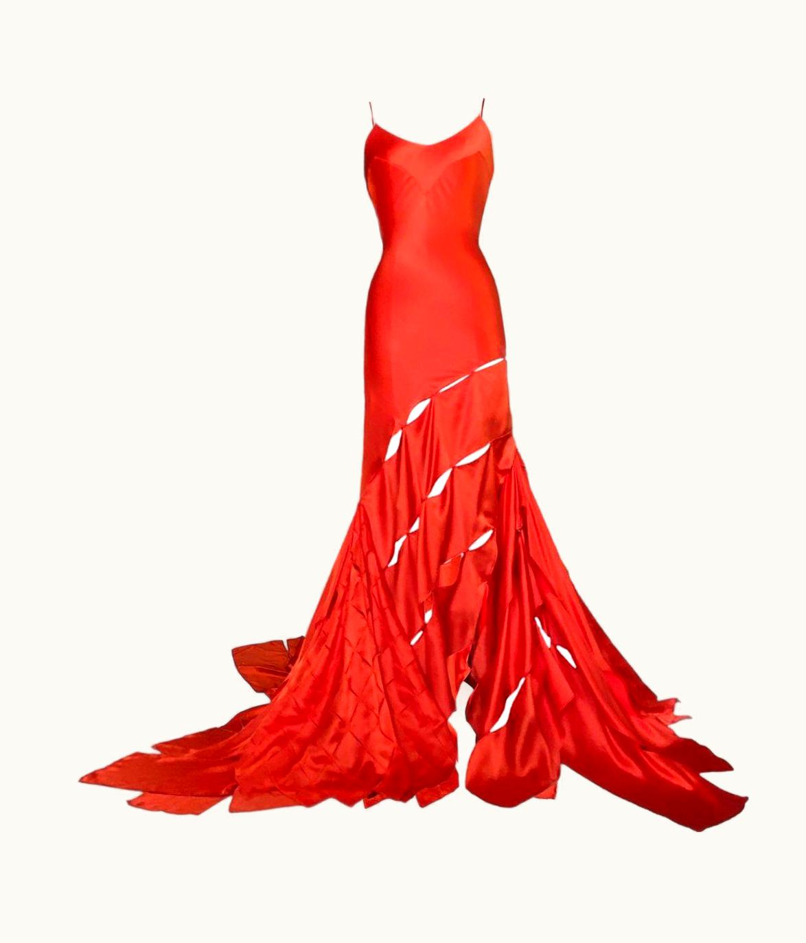 Roberto Cavalli Roberto Cavalli Silky Orange Runway Evening Gown S/S 2004