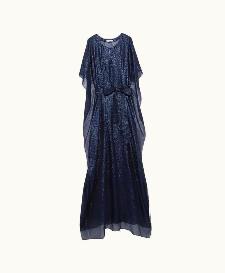 Oscar De La Renta Oscar De La Renta Navy Silk Maxi Dress