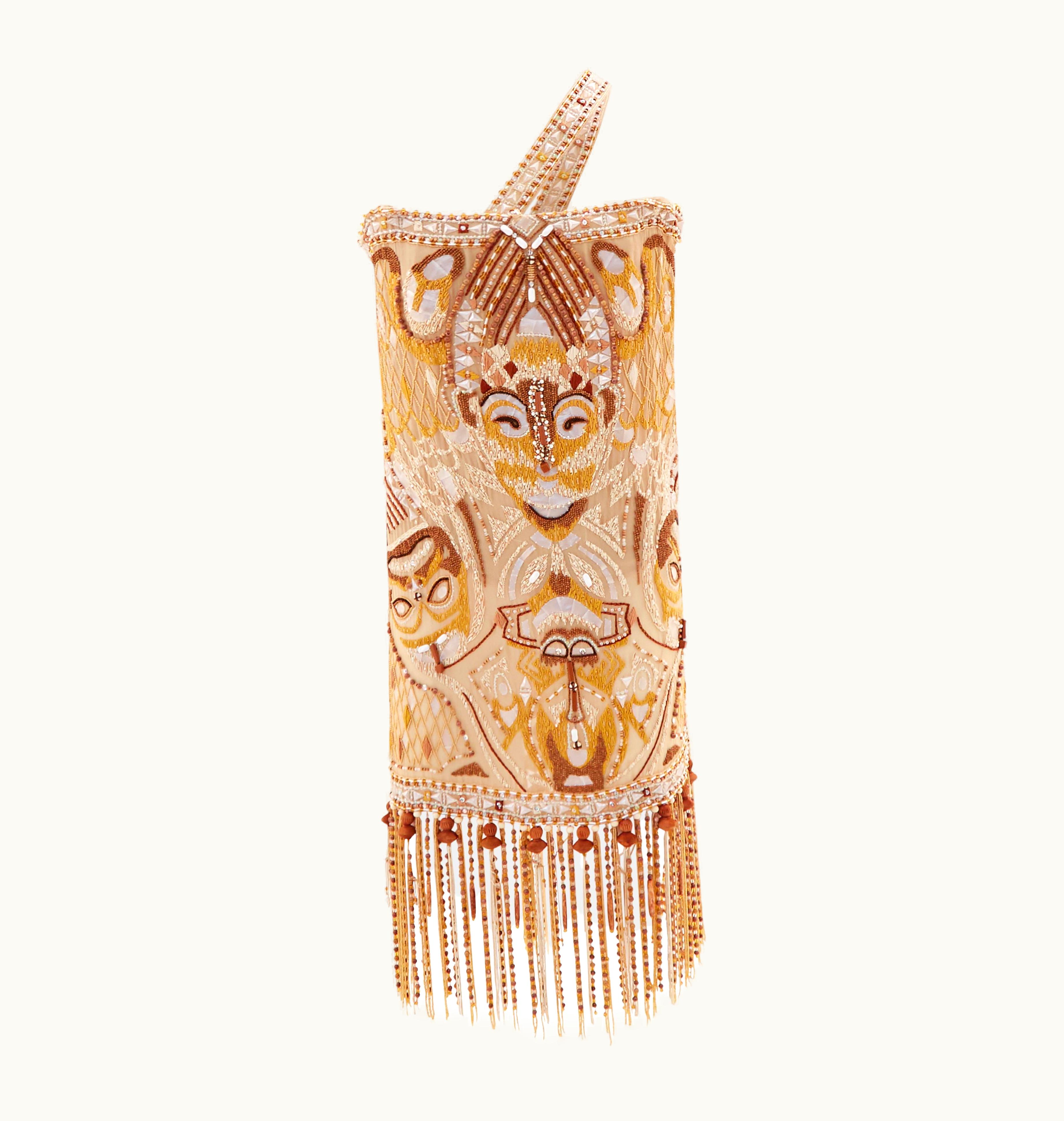 Roberto Cavalli Roberto Cavalli S/S 2005 Heavily Beaded Tribal Mask Corseted Dress