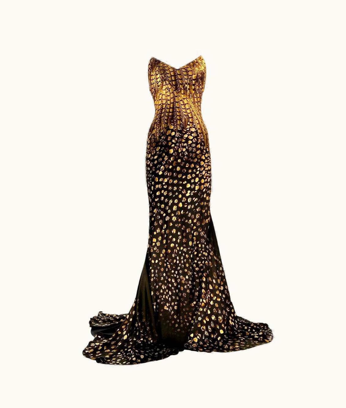 Roberto Cavalli Roberto Cavalli Vintage Black & Gold Evening Gown Dress Fall/Winter 2005