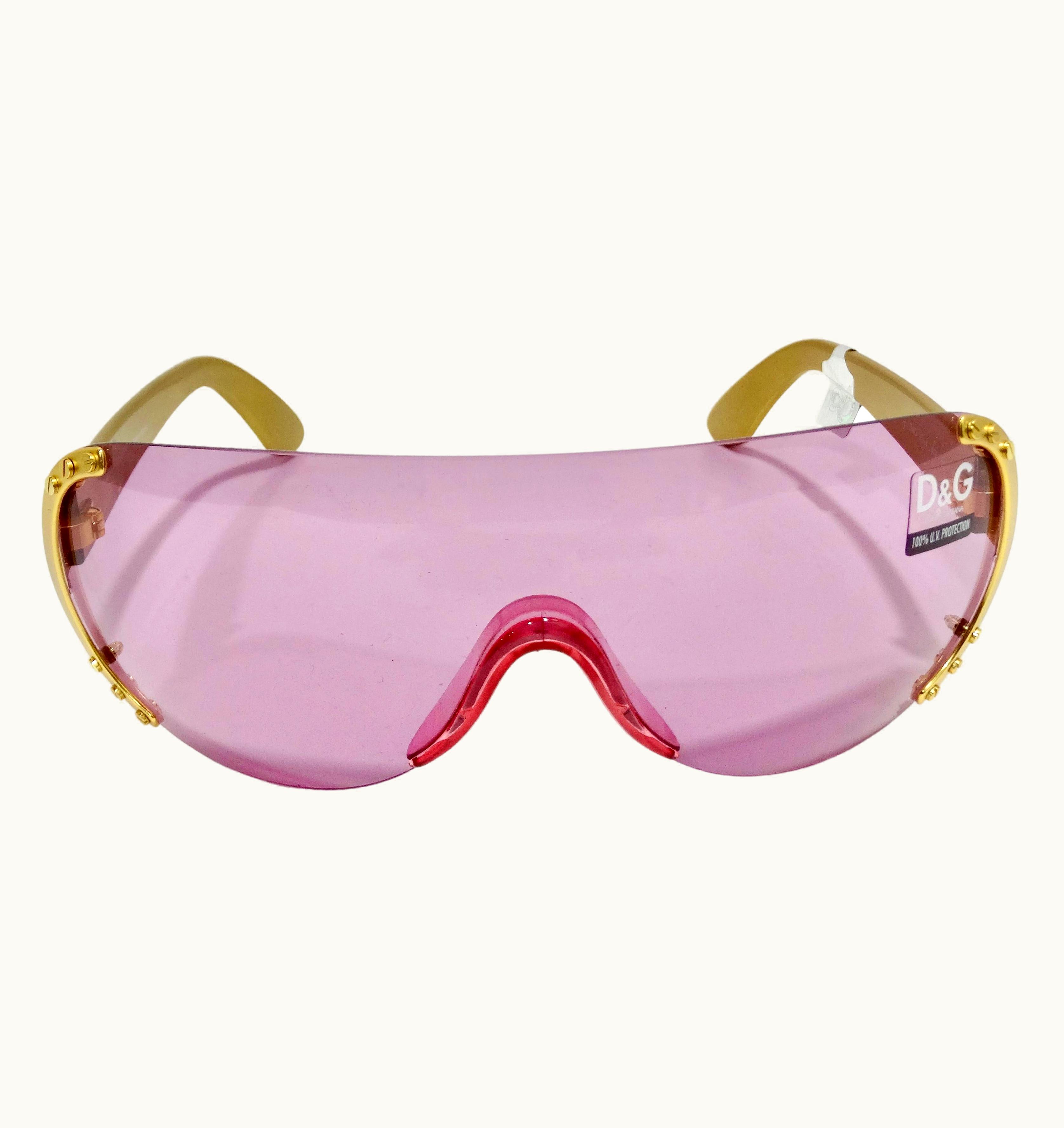 Dolce & Gabbana 90' Dolce & Gabbana Pink Shield Sunglasses