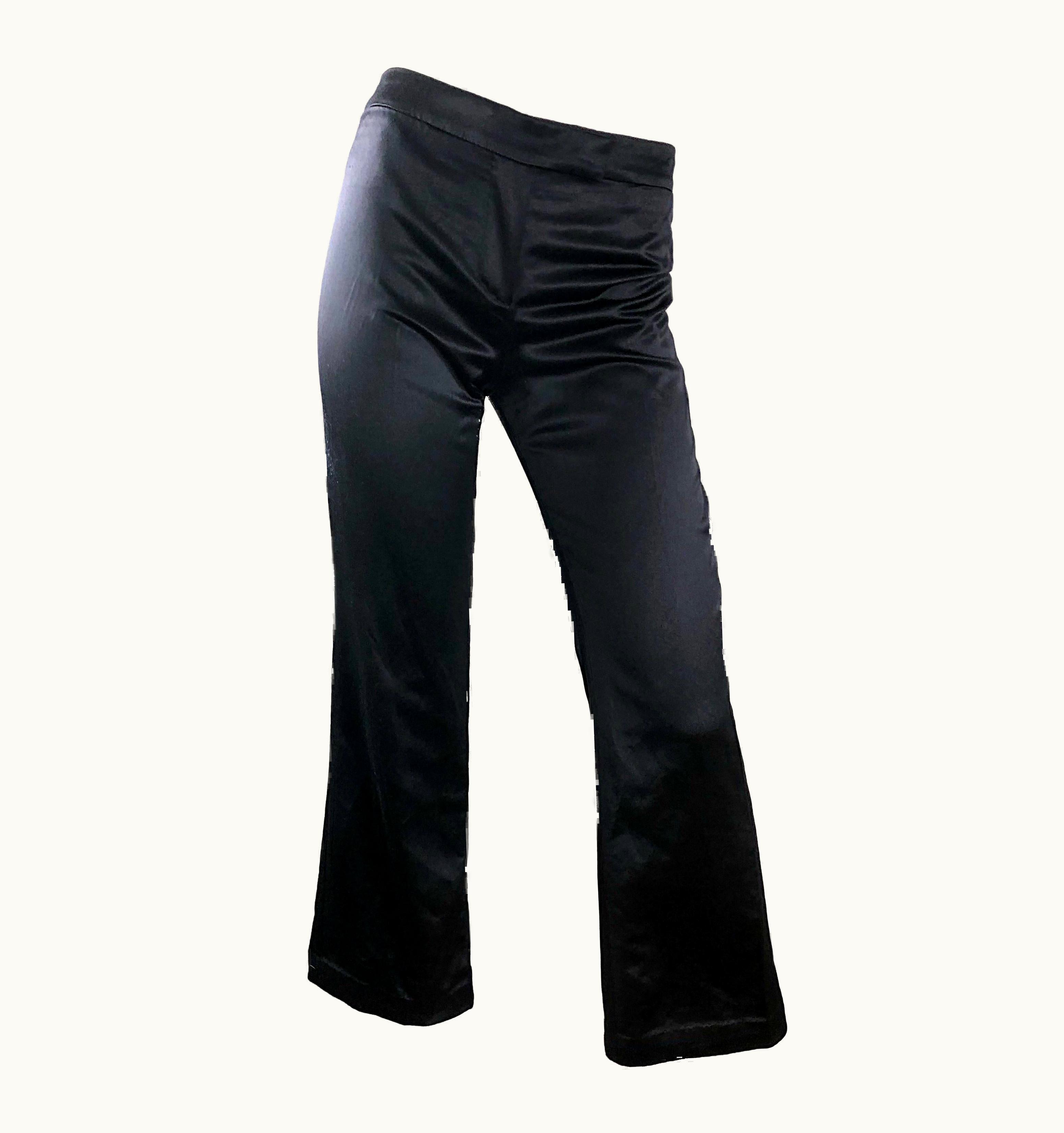 Alexander McQueen Alexander McQueen 2000s Black Silk Satin High Waisted Wide Leg Pants