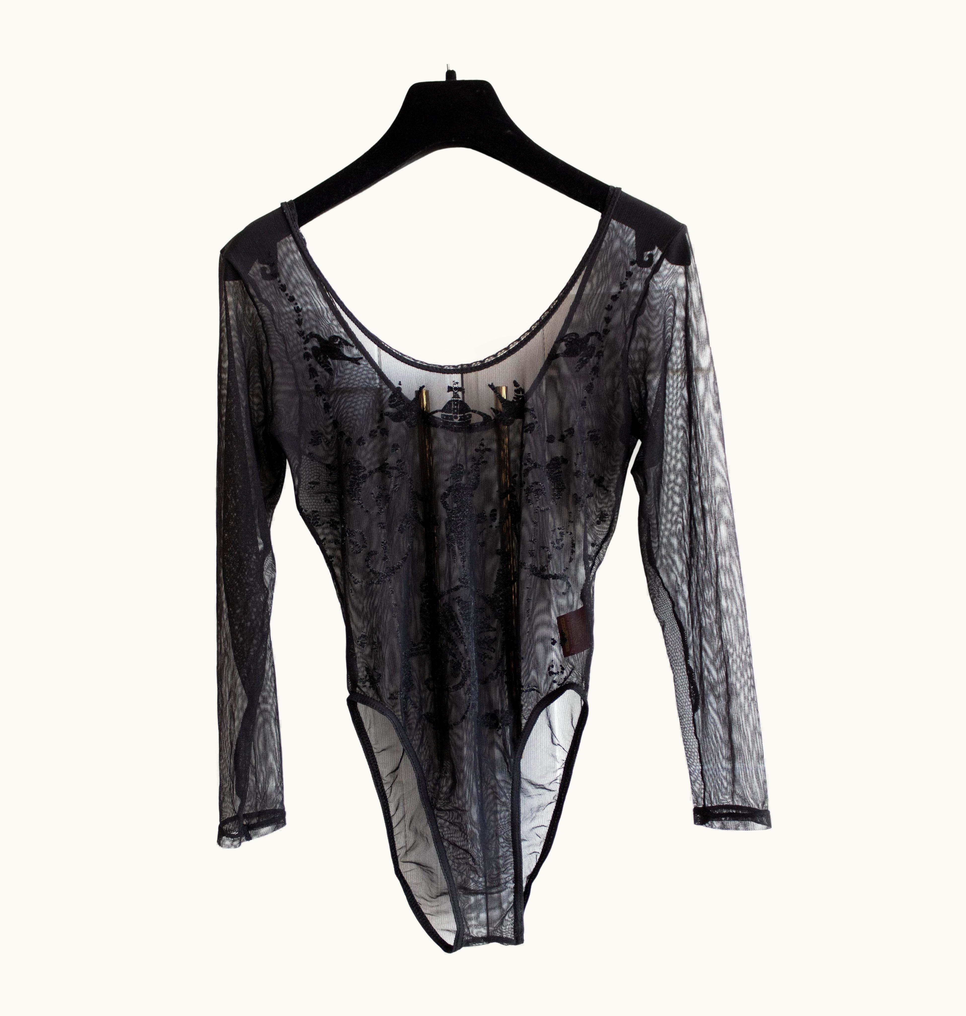Vivienne Westwood Vivienne Westwood Sock Shop 1992 Boulle Sheer Mesh Black Bodysuit