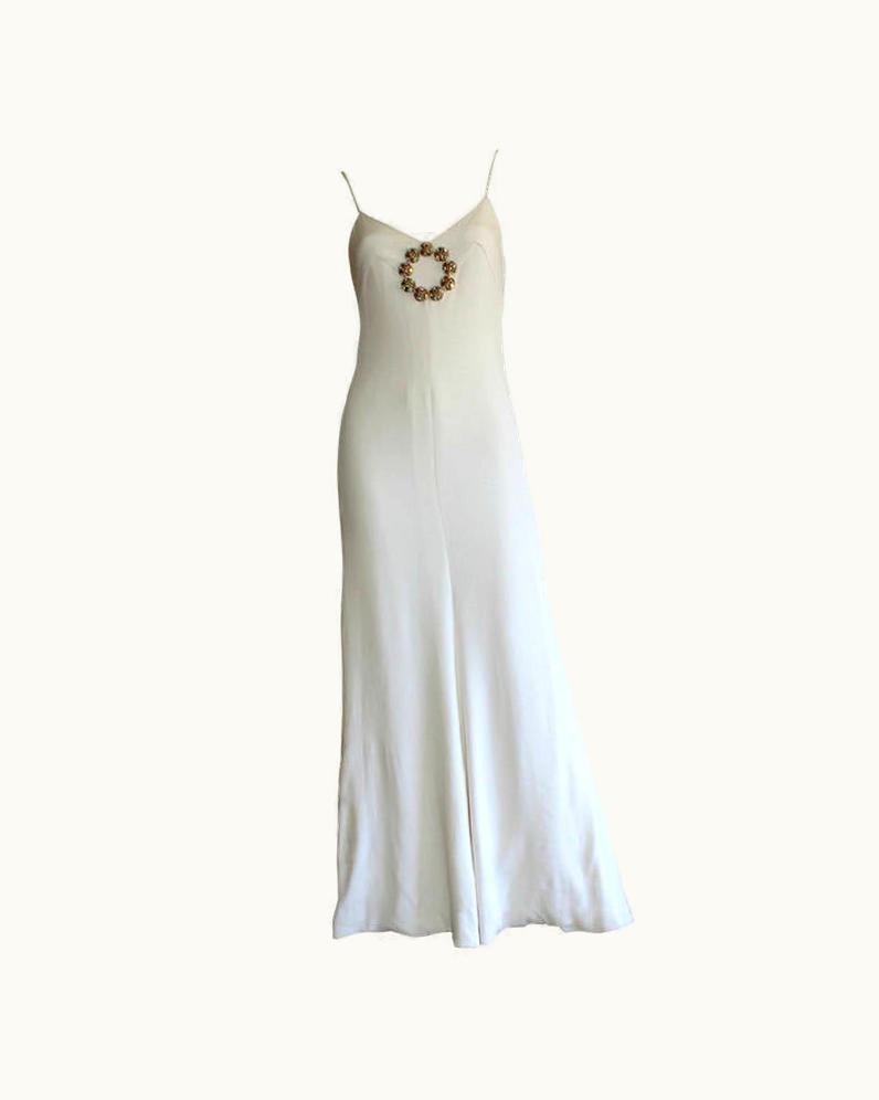 Oscar De La Renta Beautiful 1970s Vintage Oscar De La Renta White Jewel Gown Perfect Wedding Dress