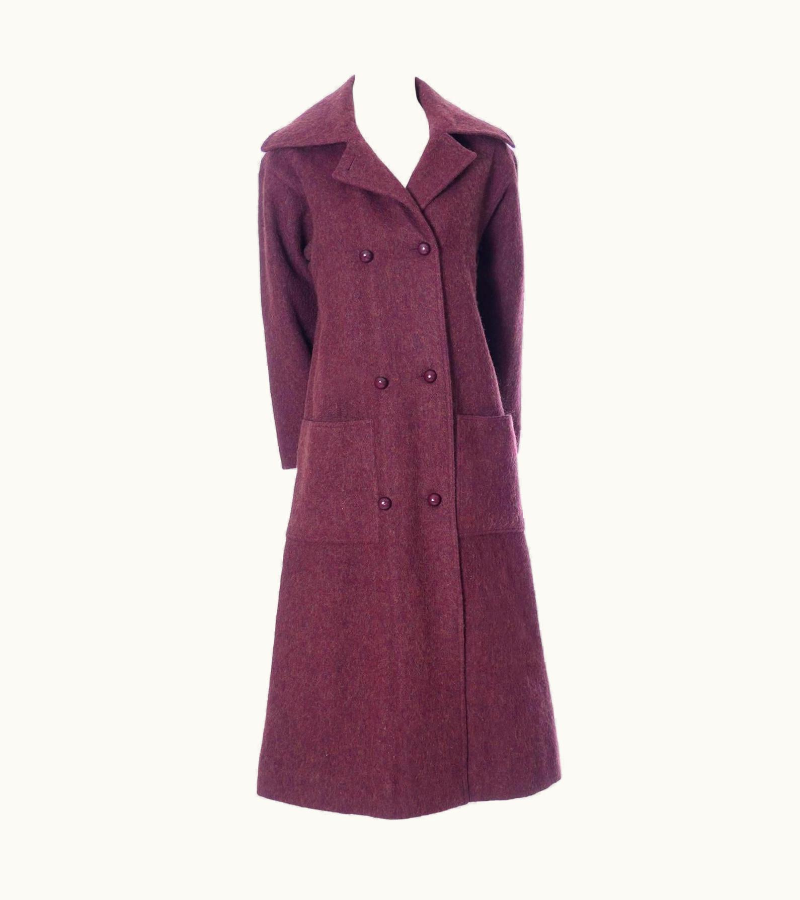 Givenchy Givenchy Nouvelle Boutique 1970s Vintage Givenchy Coat Burgundy Alpaca Wool