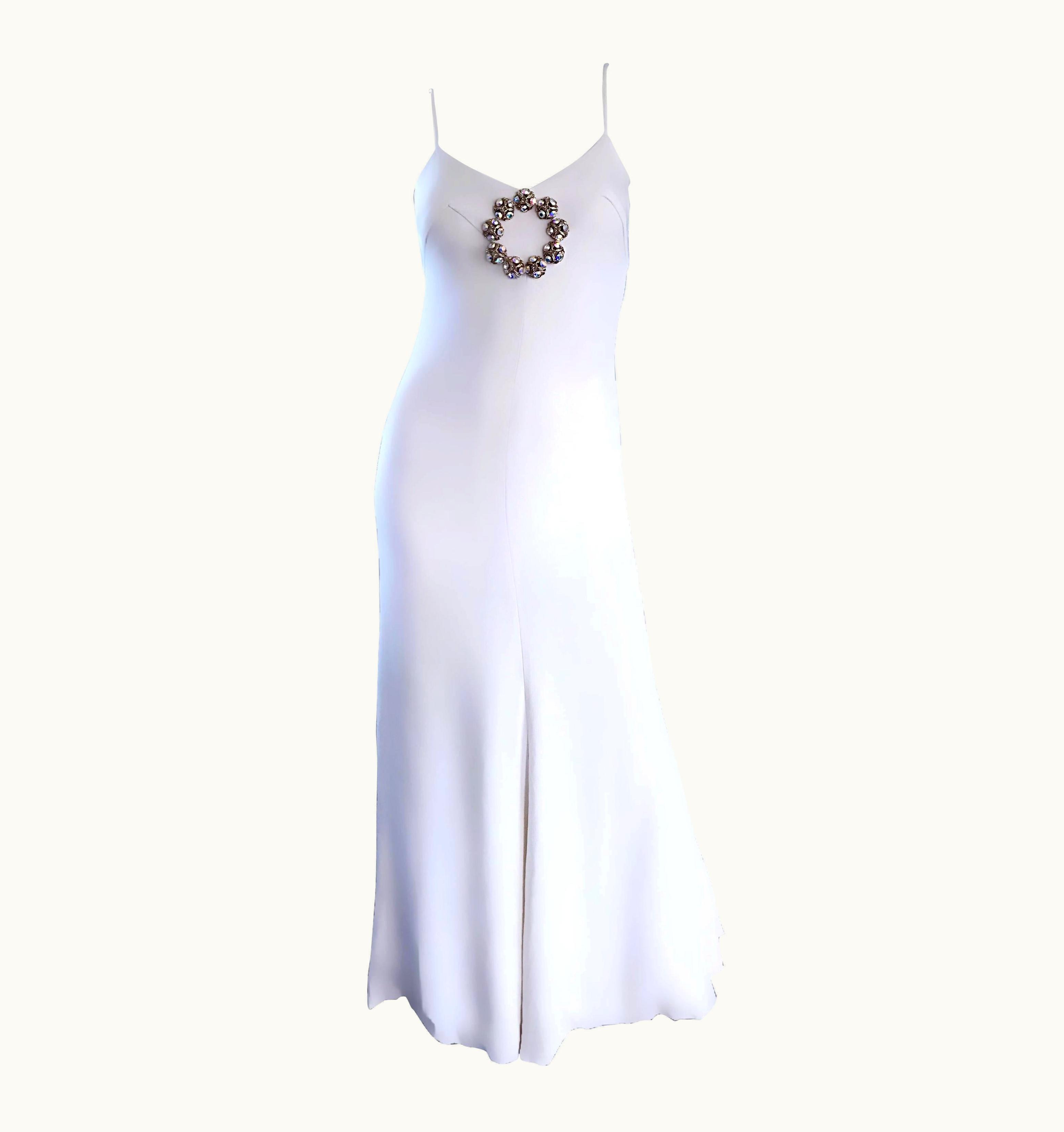 Oscar De La Renta Oscar De La Renta 1970s Exceptional Vintage White Crepe Rhinestone Dress S/S Gown