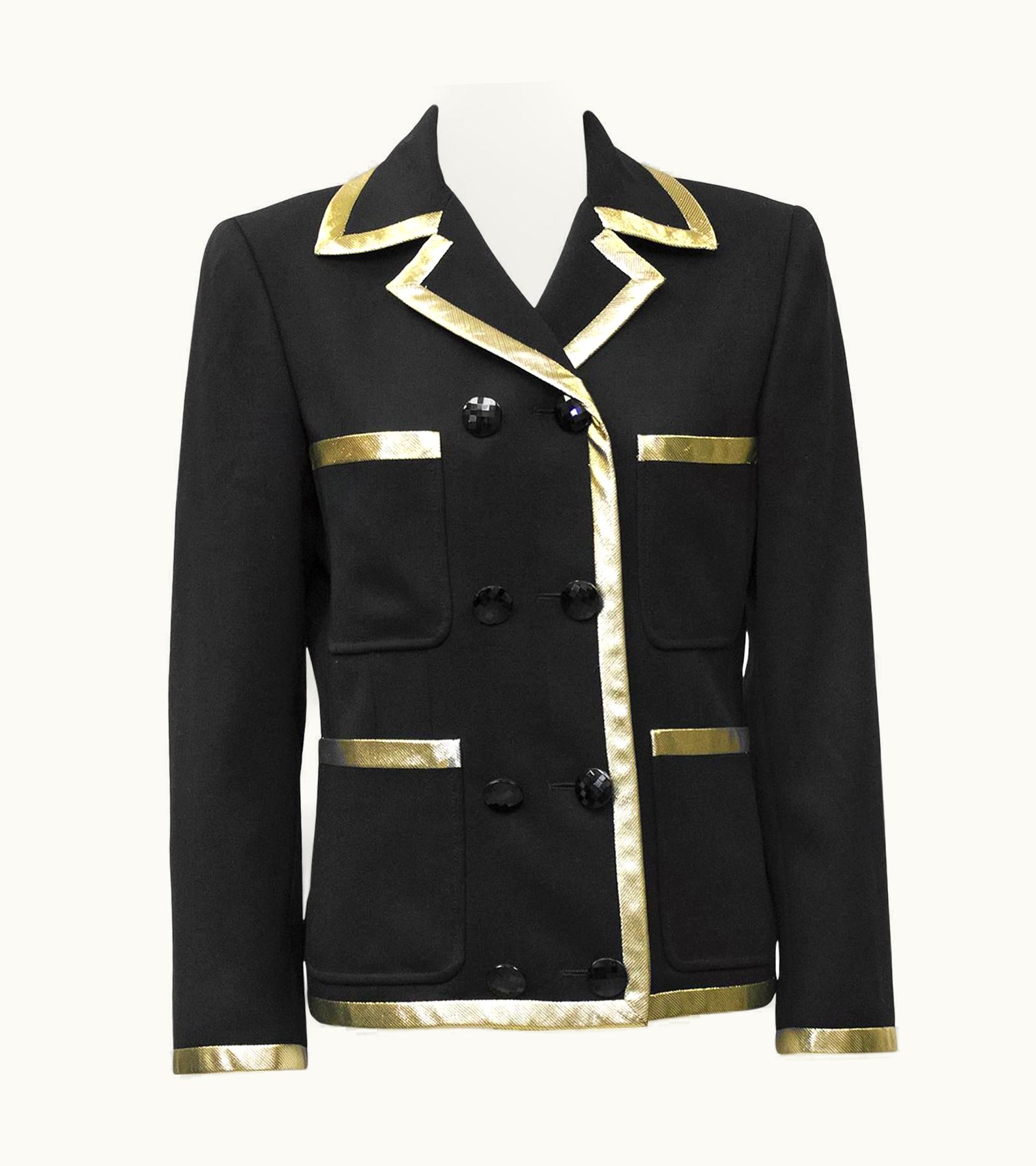 Valentino 1980' Valentino Black Jacket With Gold Lurex Trim'