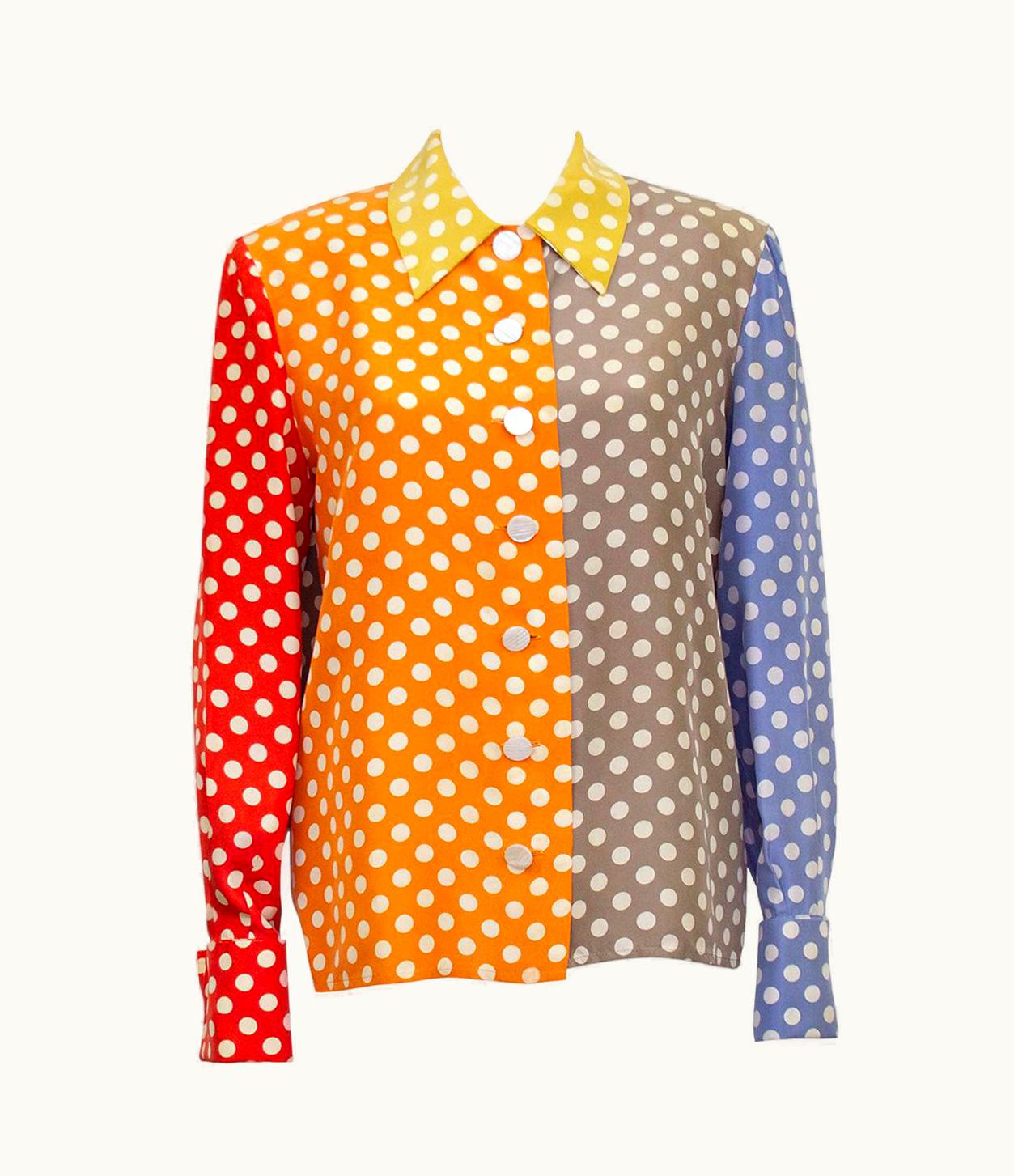 Valentino 1980' Valentino Silk Multi Color Polka Dot Shirt