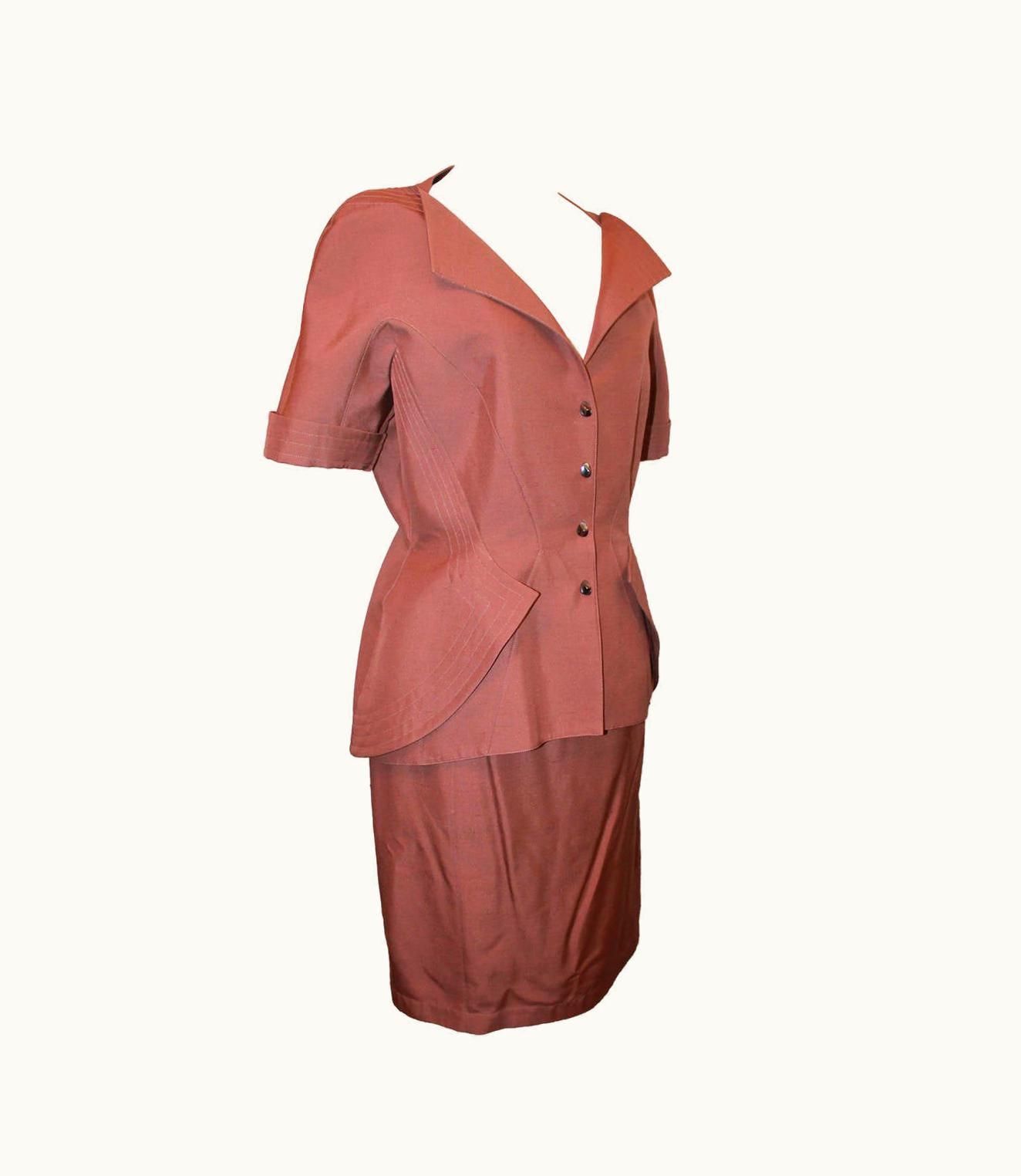 Mugler Thierry Mugler 1980' Brown Short Sleeve Skirt Suit