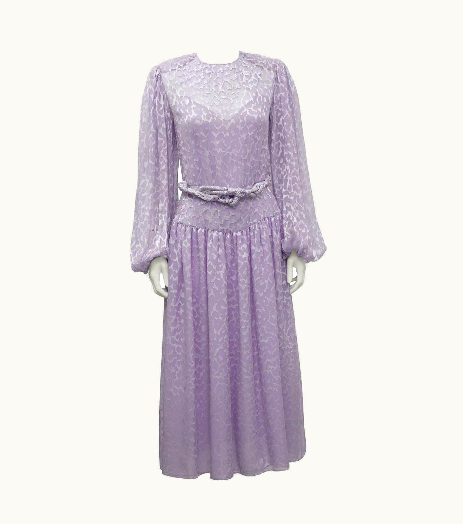 Oscar De La Renta 1980' Oscar De La Renta Lavender Chiffon Beaded Evening Dress