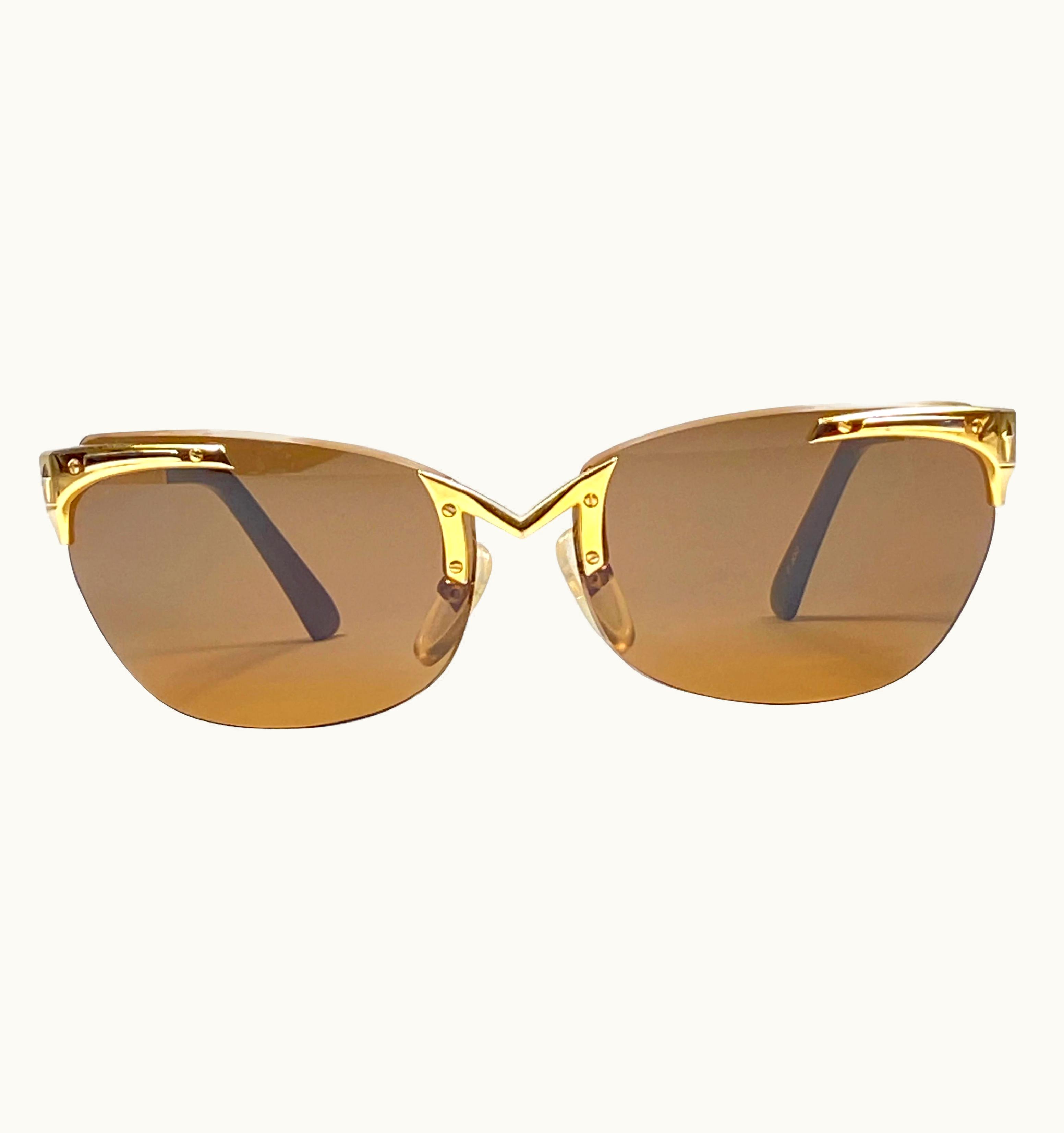 Mugler Vintage Thierry Mugler Rimless Gold Lenses Medium Size 1980' Paris Sunglasses