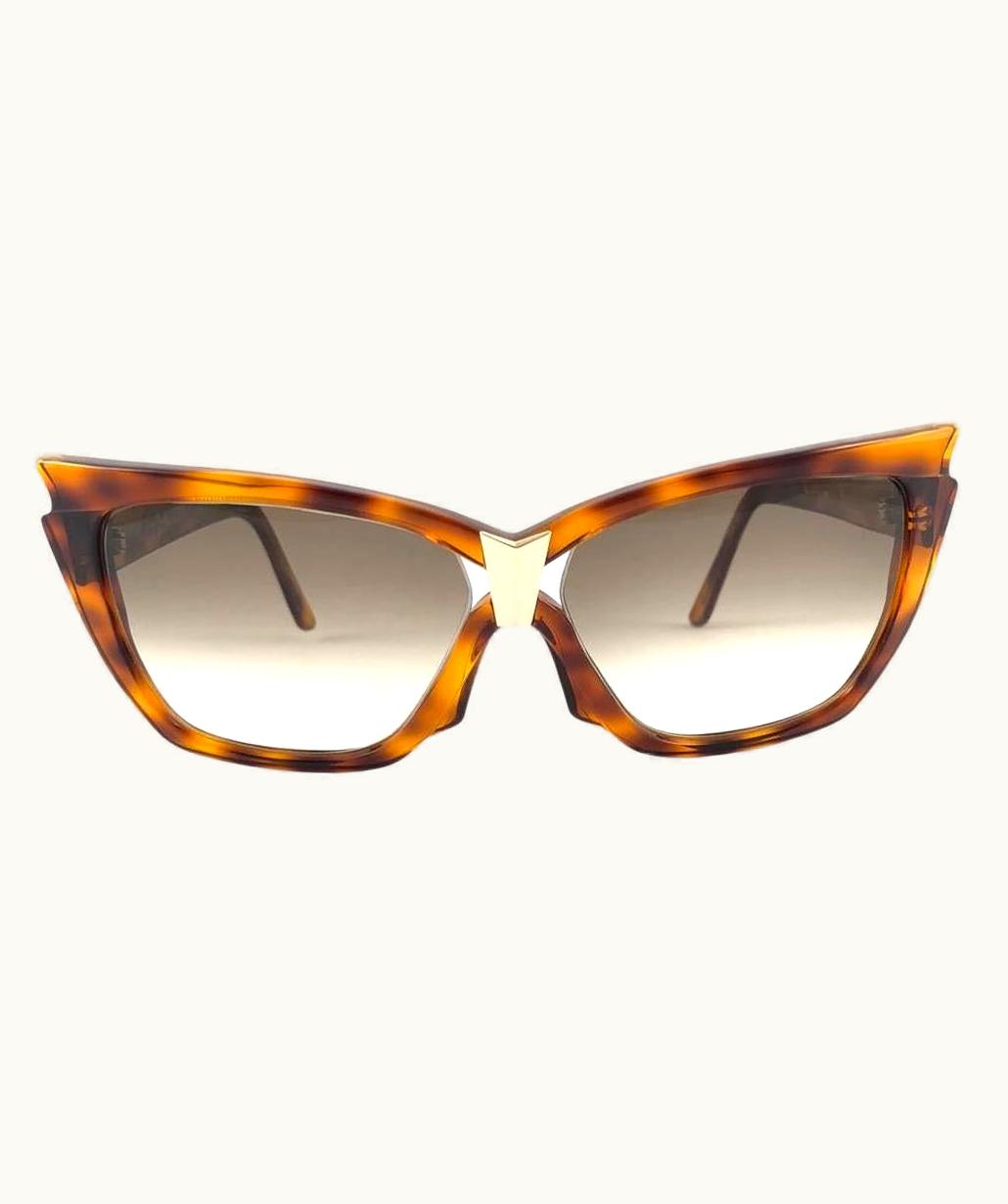 Mugler Vintage Thierry Mugler Clichy Tortoise Cat Eye Medium 1980' Paris Sunglasses