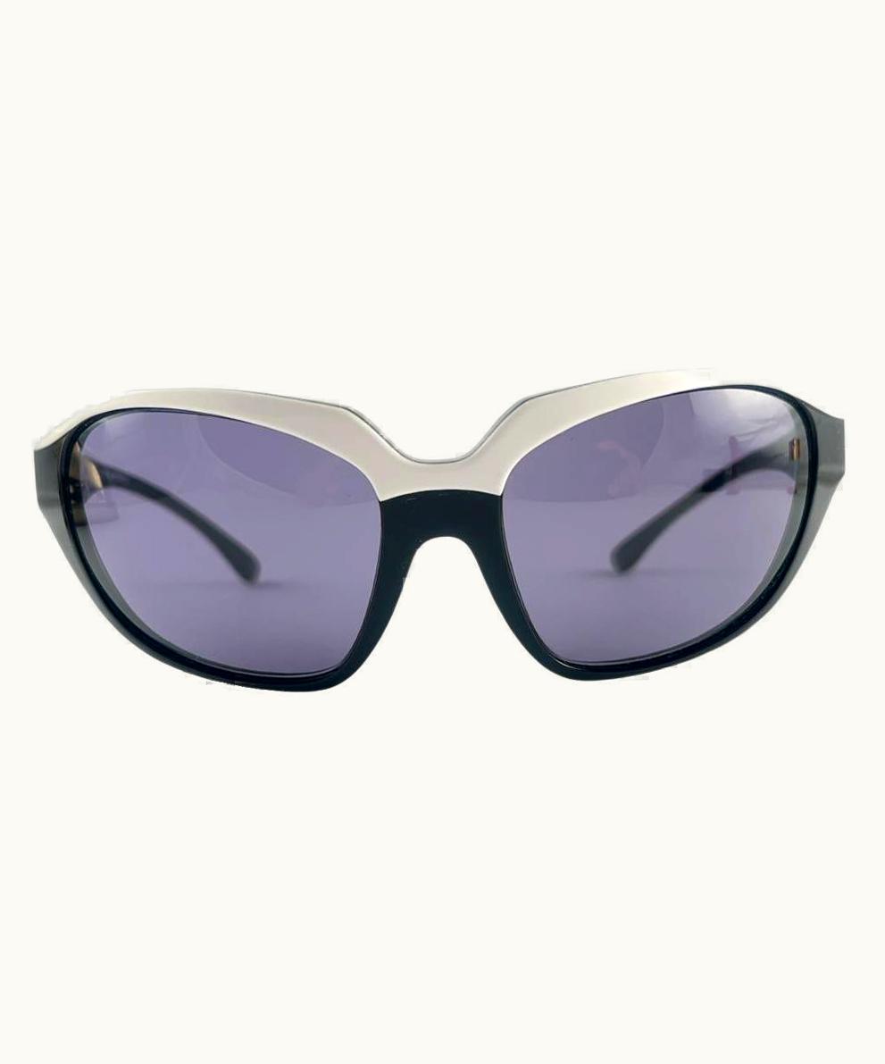 Mugler Vintage Thierry Mugler Black & White Bug Eye Medium Size 1980' Paris Sunglasses