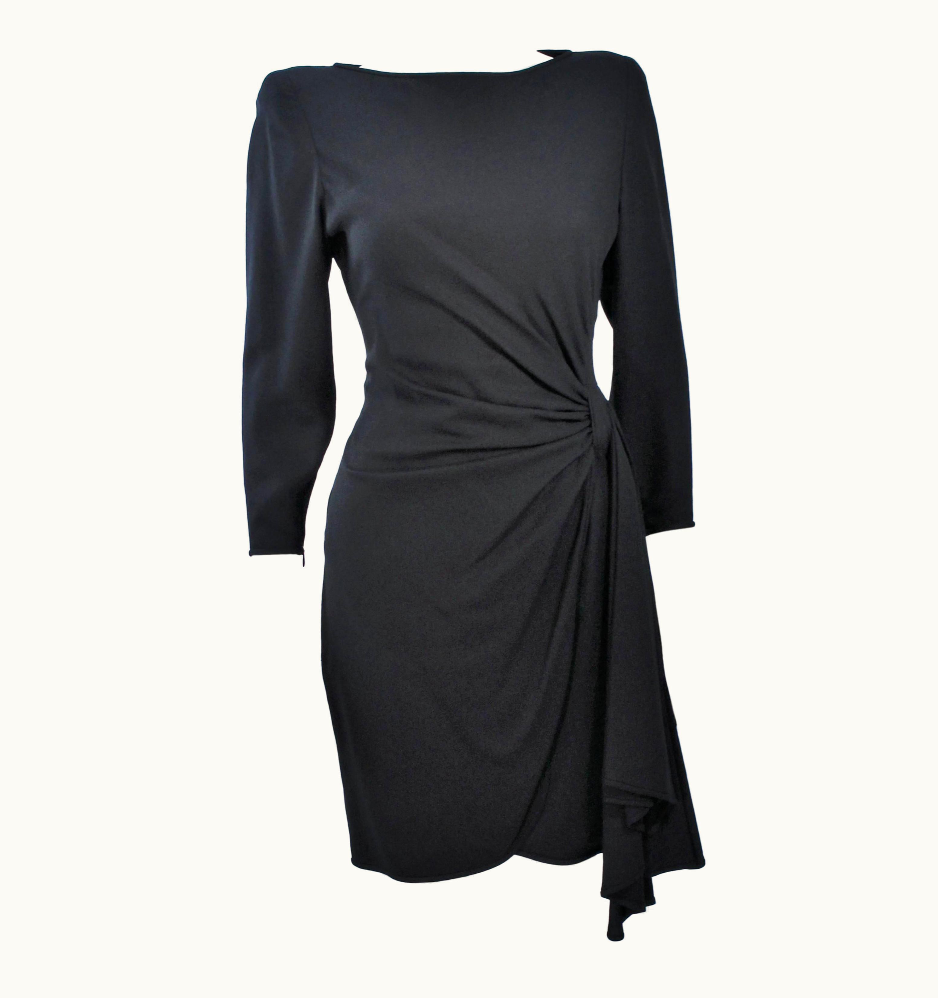Valentino Valentino 1980' Black Draped Cocktail Dress -8