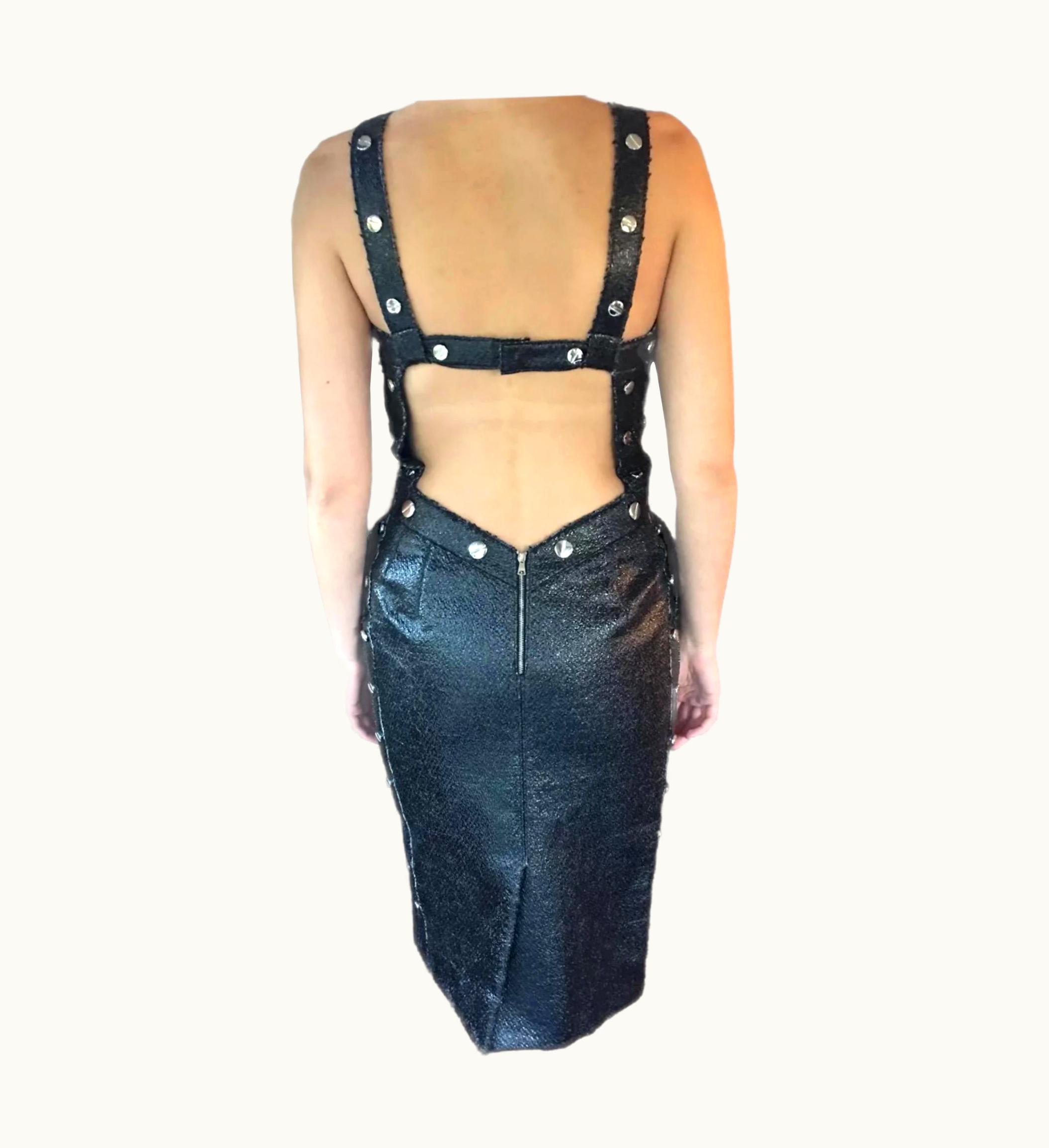 Dolce & Gabbana Dolce & Gabbana AW 2007 Unworn Open Back Leather Stud Embellished Bodycon Dress