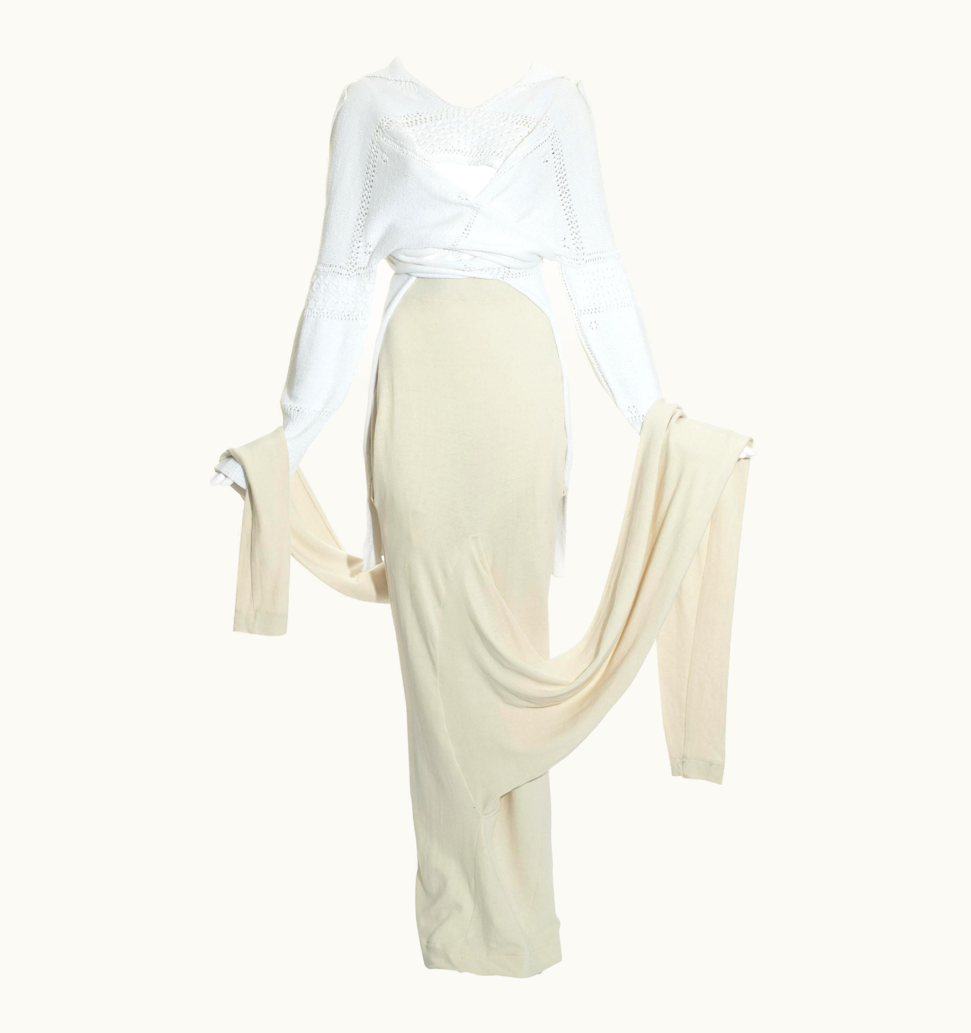 John Galliano John Galliano Cream Cotton Skirt And Sweater Set, AW 1985