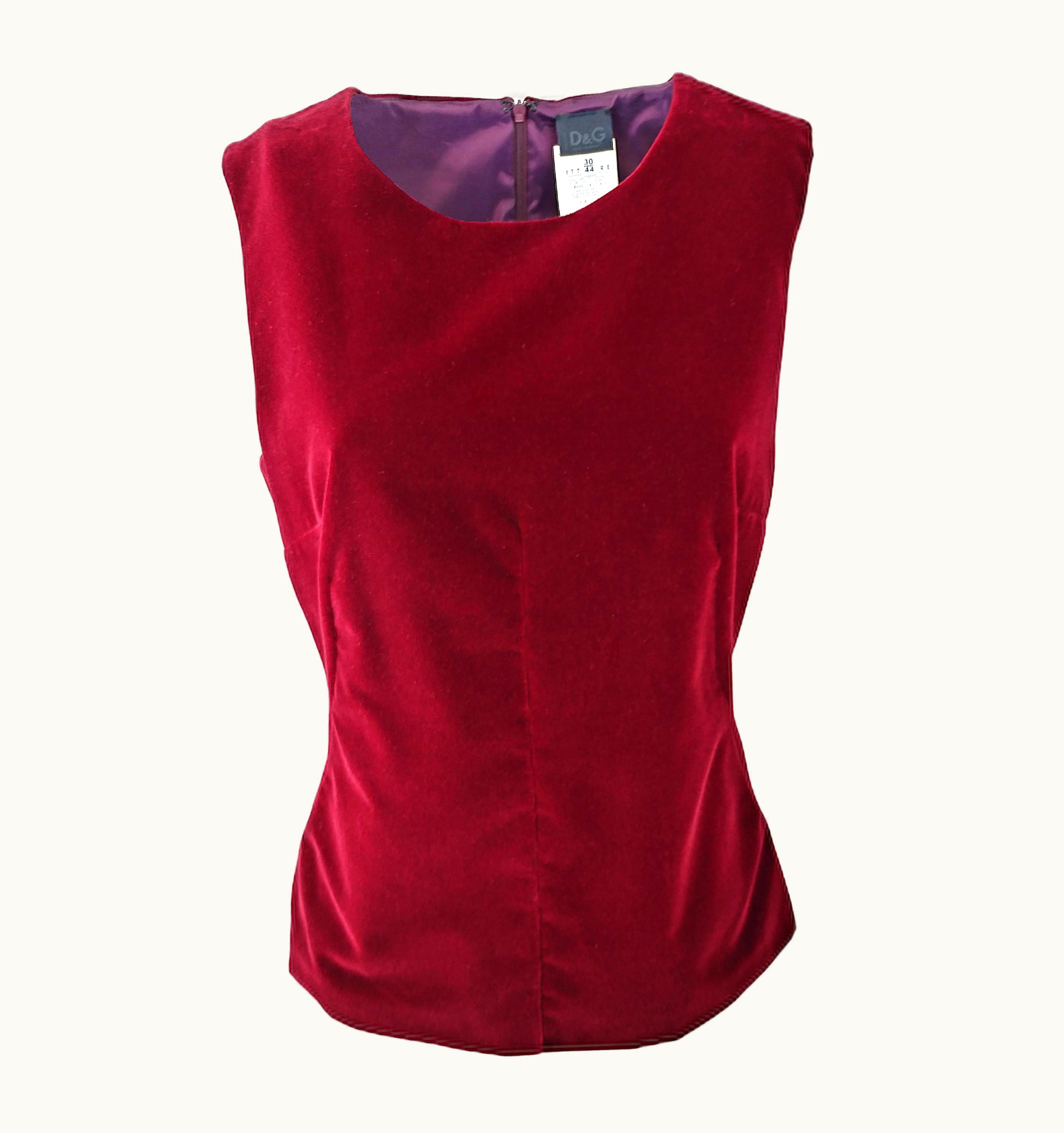 Dolce & Gabbana Dolce & Gabbana With Tags 00s Vintage Cotton Red Velvet Blouse us 40eu