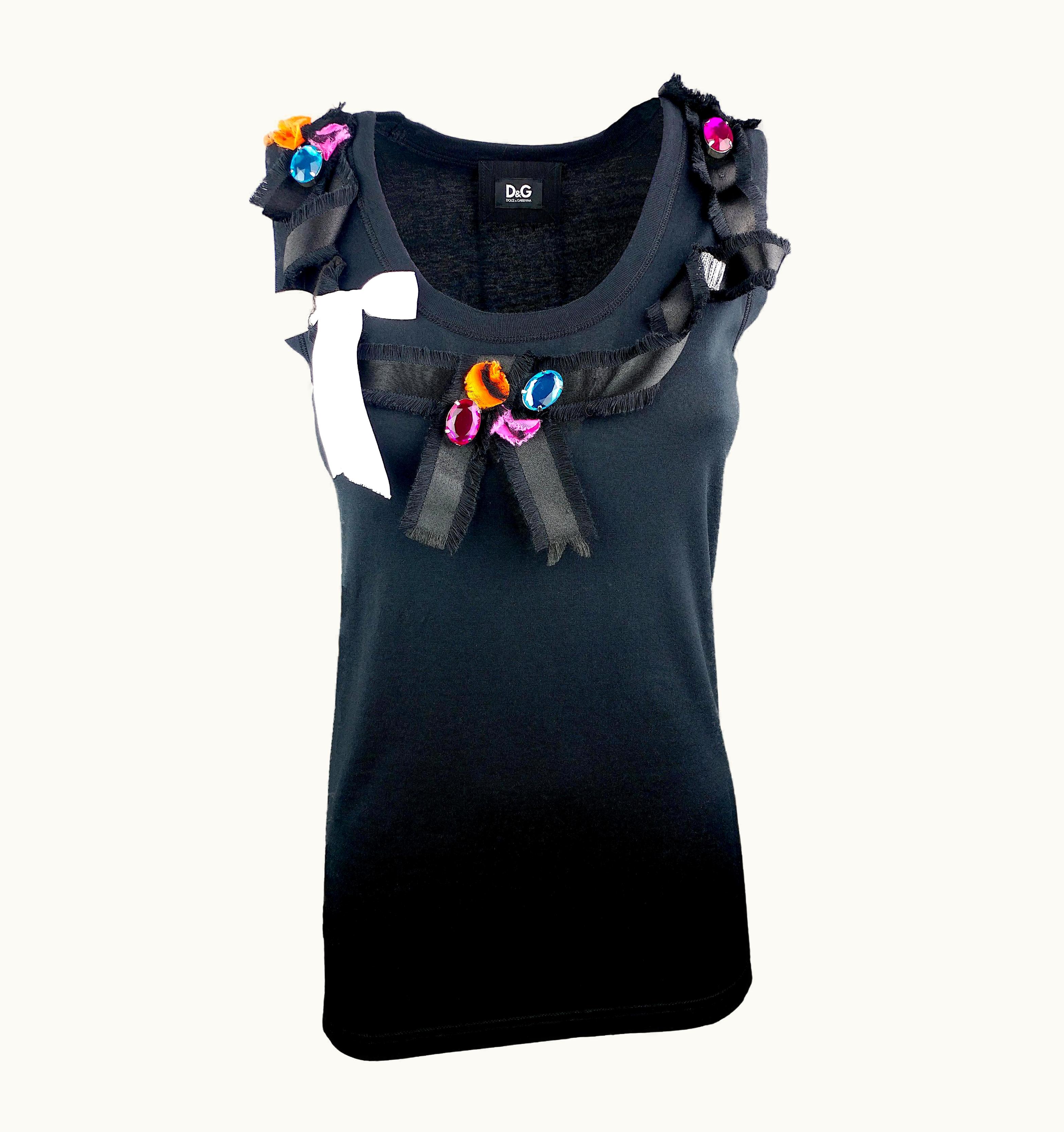 Dolce & Gabbana Dolce&Gabbana - Authentic Black Cotton Long Tank Top With Beads