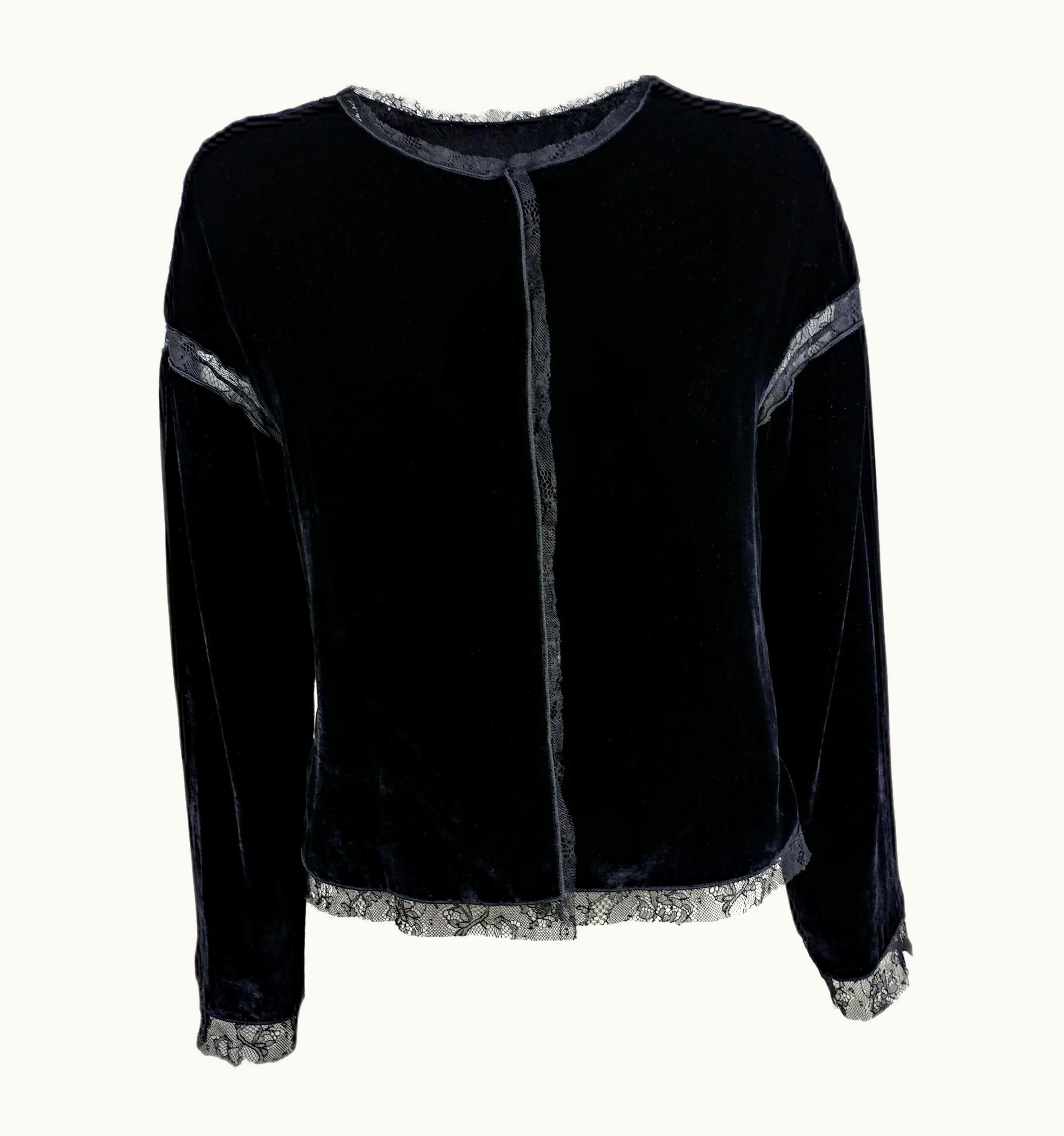 Dolce & Gabbana Dolce&Gabbana - Y2k Vintage Black Velvet Blouse With Lace Lining