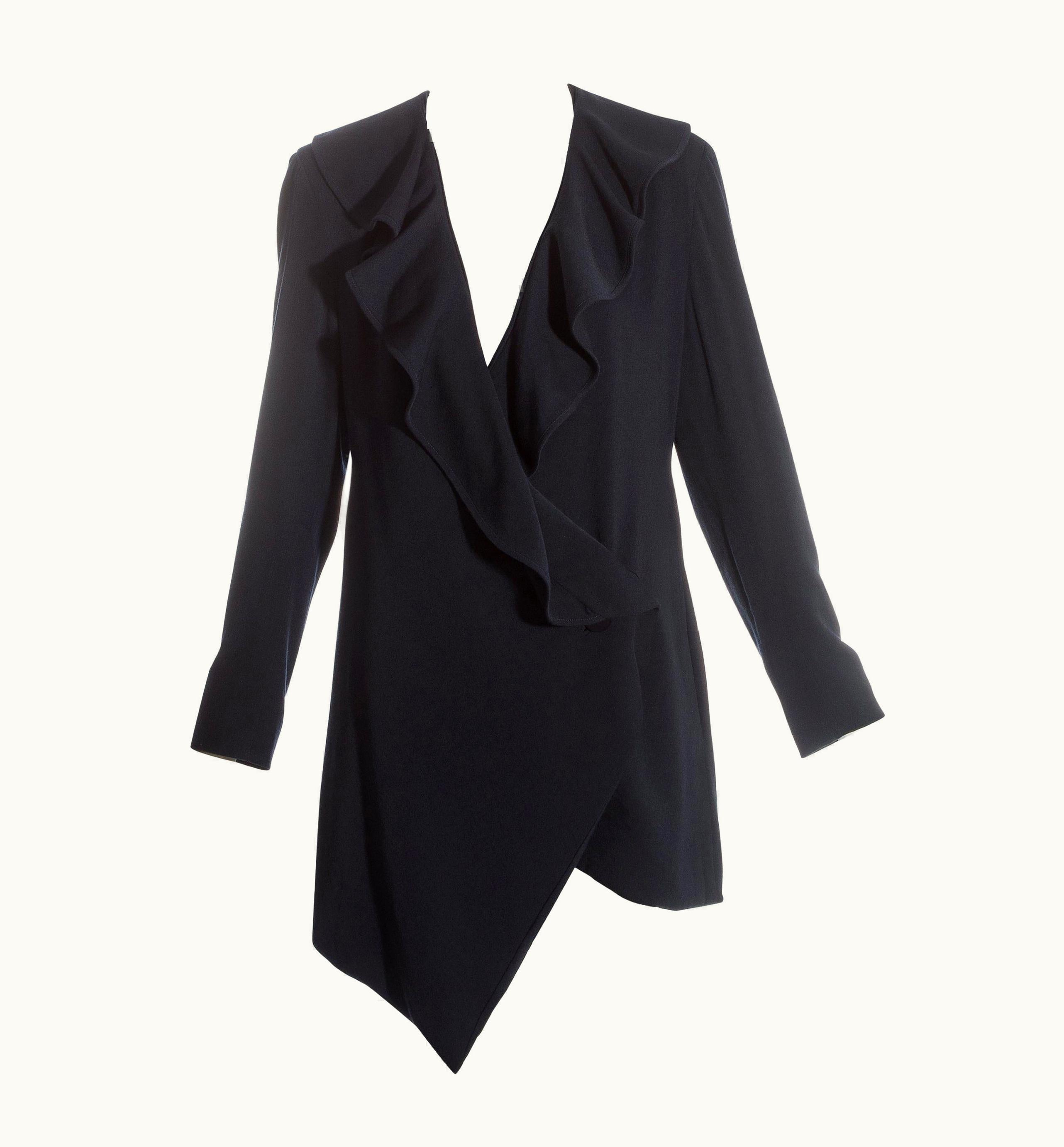 John Galliano John Galliano Blue Wool Oversized Blazer With Waterfall Lapel, AW 1987