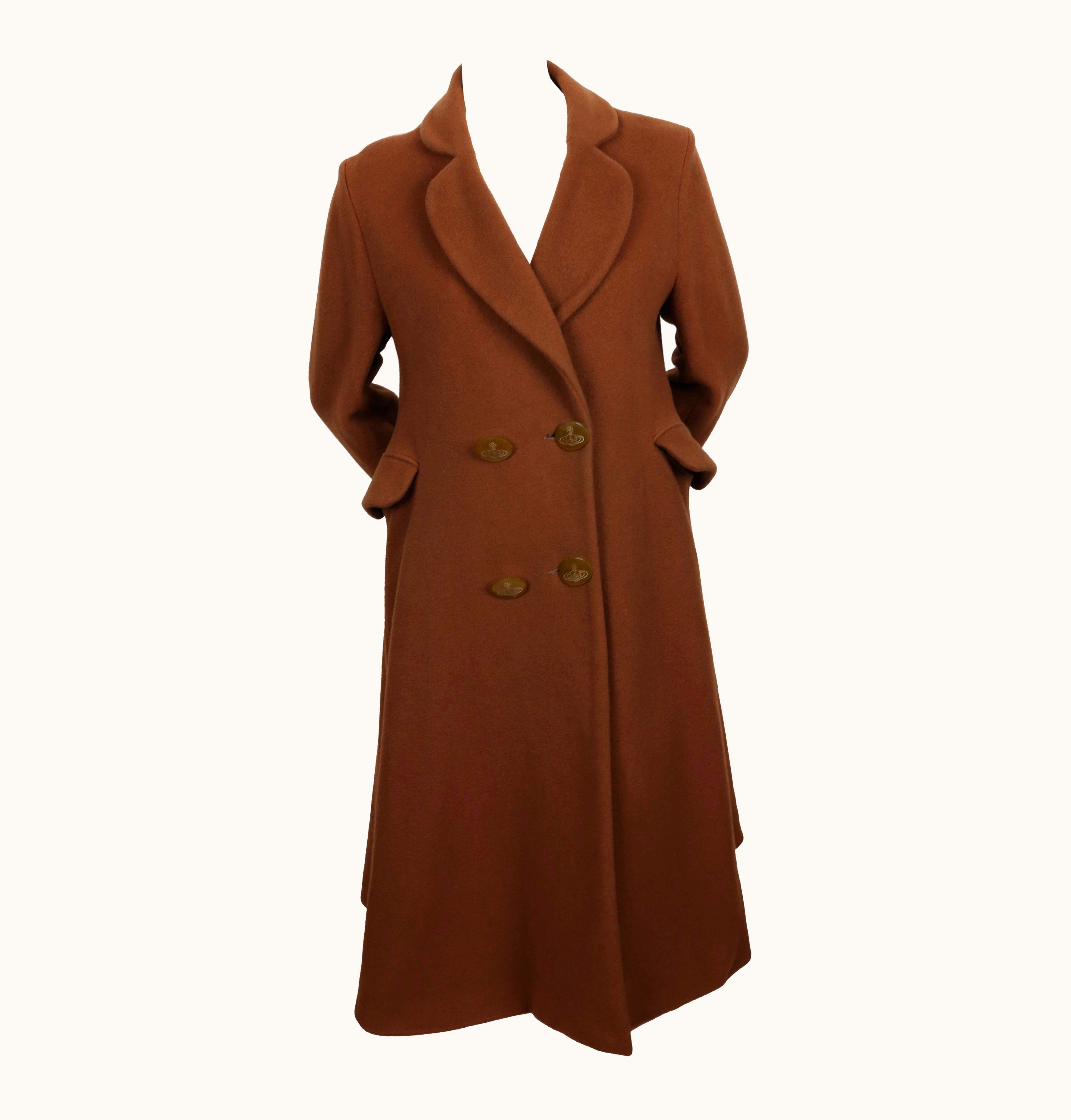 Vivienne Westwood 1988 Vivienne Westwood 'Time Machine' Cinnabar Brown Wool Coat