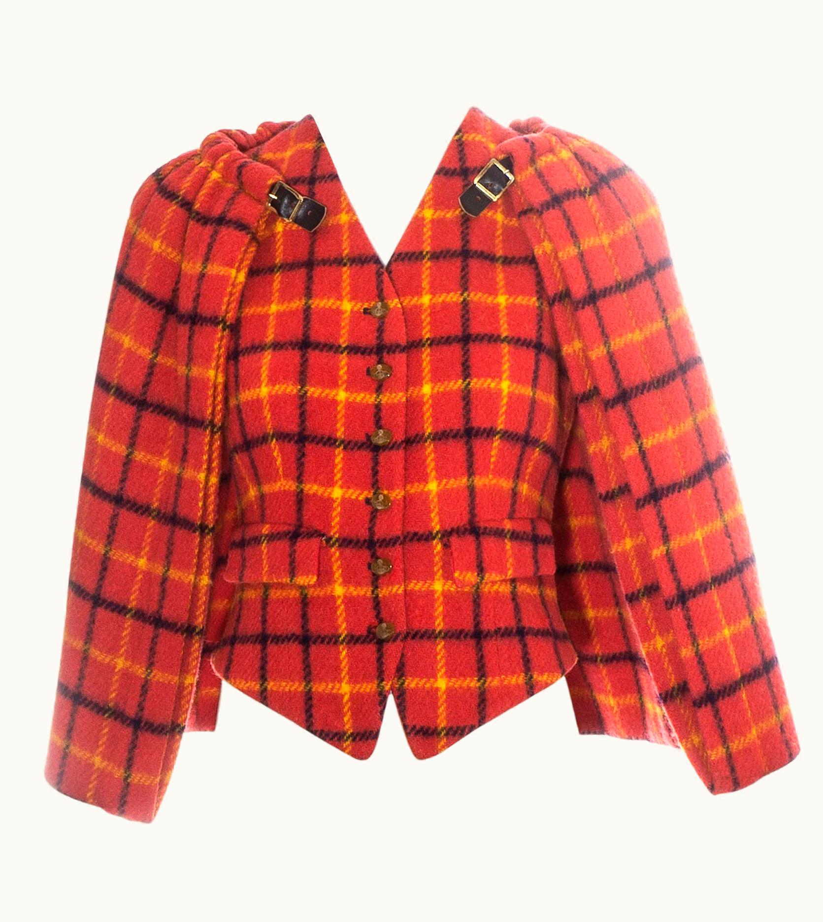 Vivienne Westwood Vivienne Westwood Red Checked Wool Waistcoat With Caplet, AW 1988