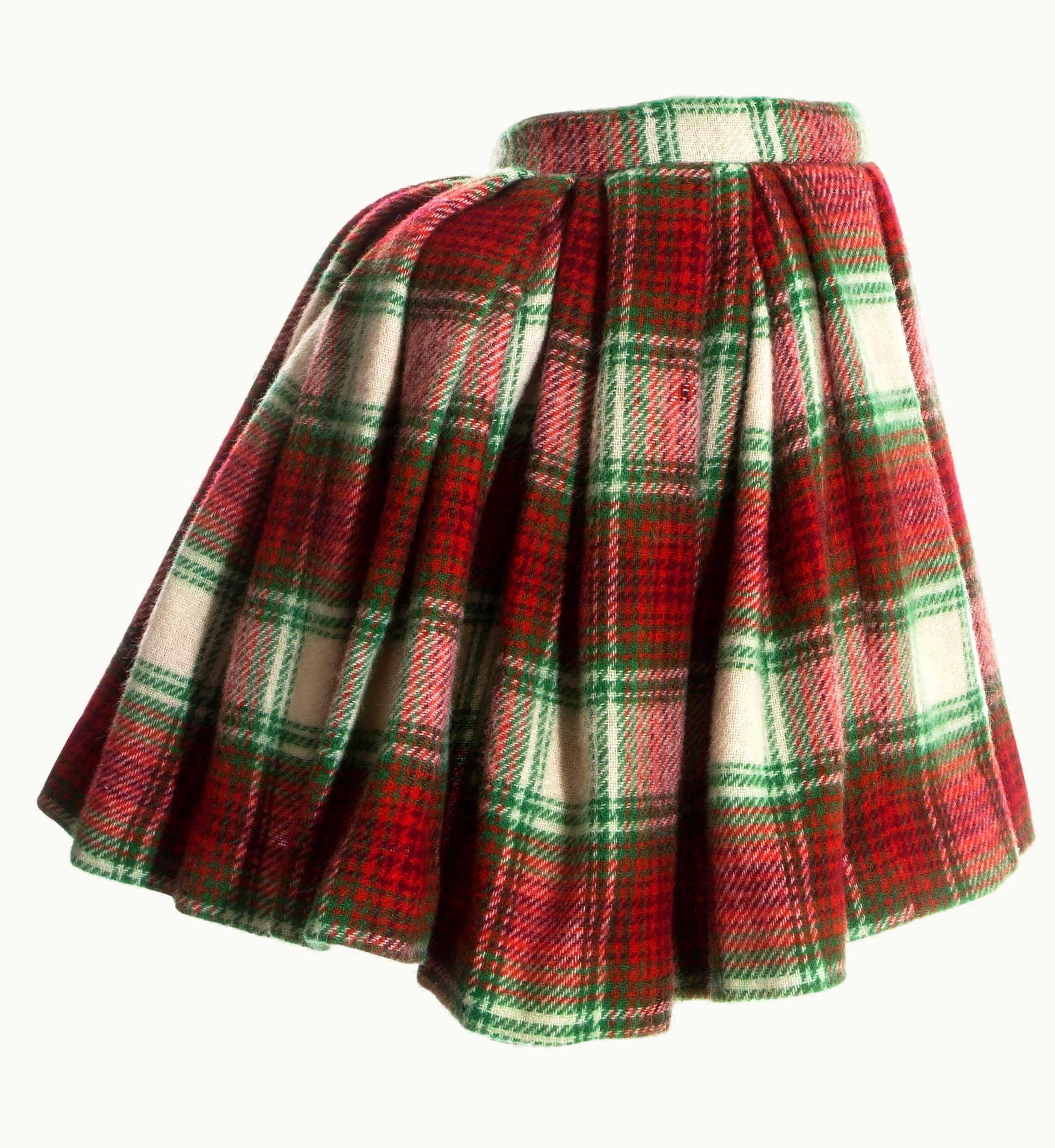 Vivienne Westwood Vivienne Westwood Red Tartan Wool Pleated Skirt With Bustle, AW 1988